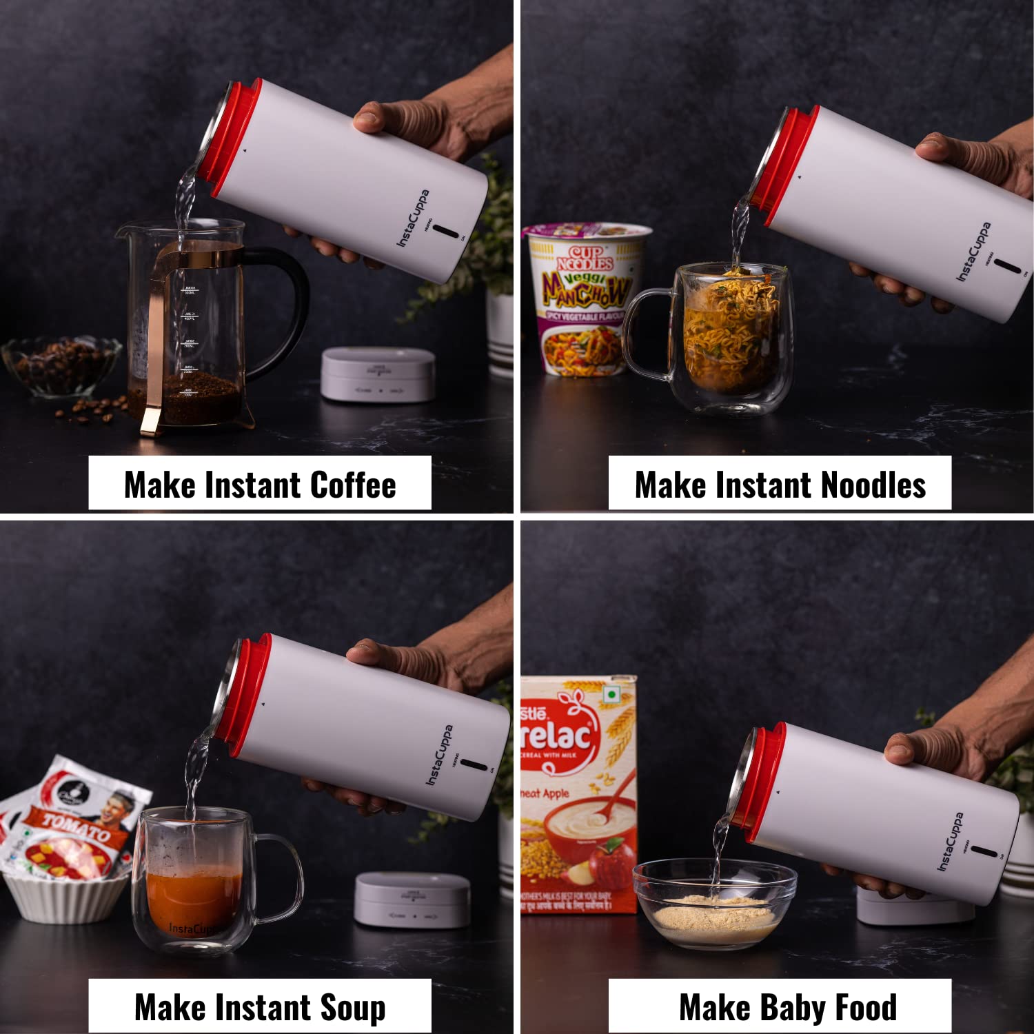 Instacuppa Portable Electric Kettle Travel Electric Water Bottle For Boiling Hot Water With Cool Touch Exterior, Automatic Shut