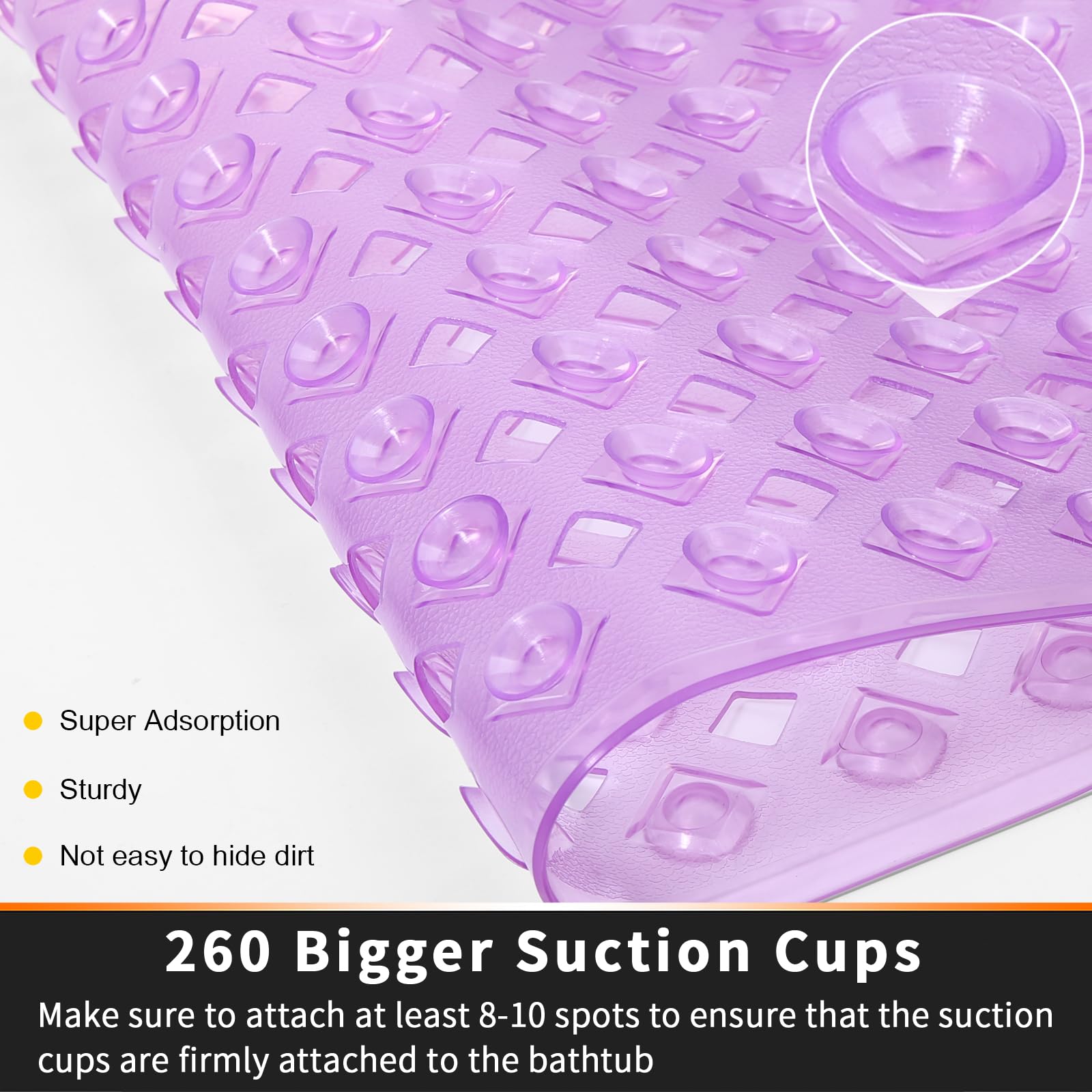 Yimobra Bathtub Mat Non Slip, 34.5X15.5 Inch Long Shower Mat With Drain Holes Suction Cups, Bath Mats For Inside Shower, Machine
