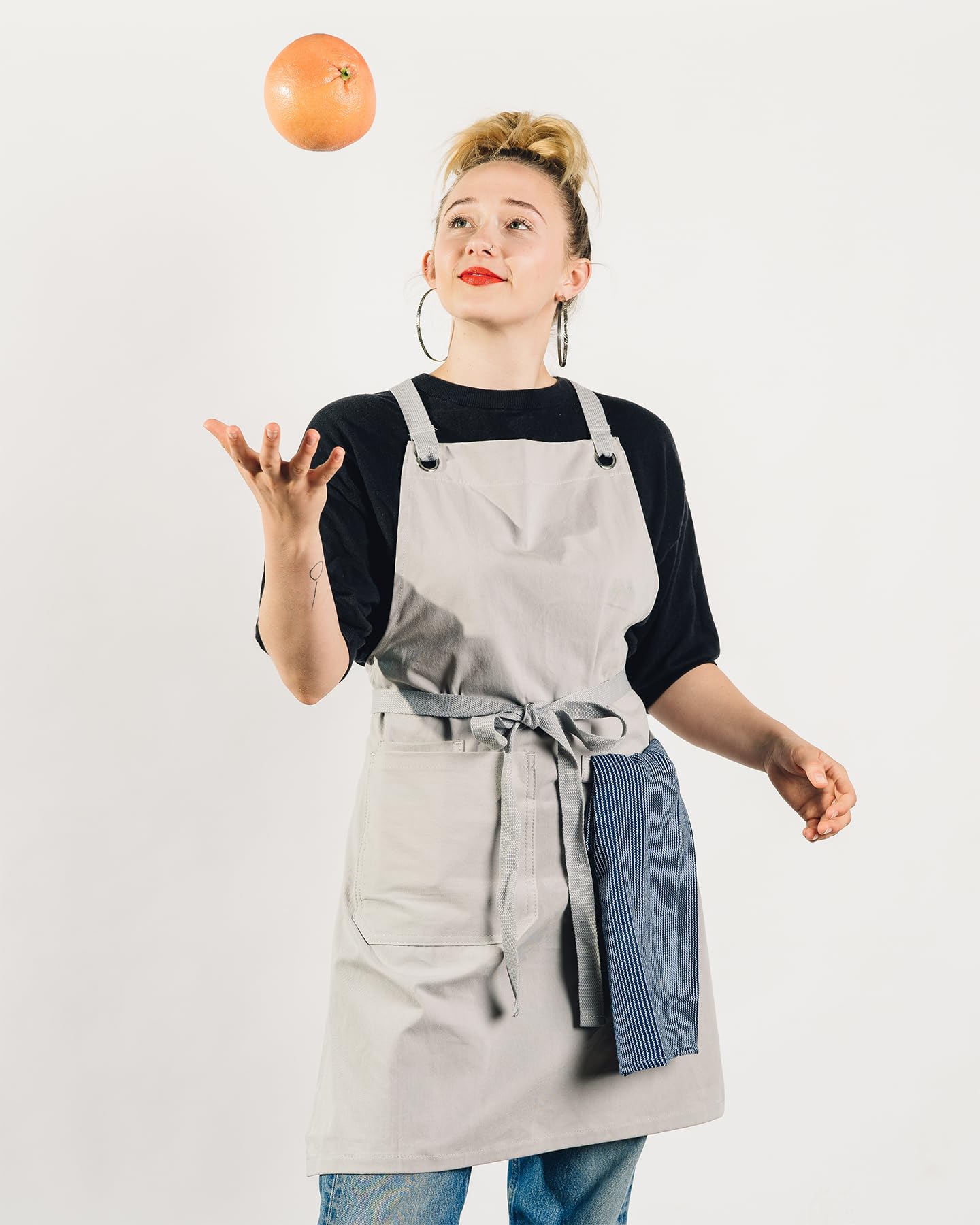 Caldo Crossback Kitchen Apron For Cooking- Mens And Womens Professional Chef Or Server Bib Apron - Adjustable Crossback Style -