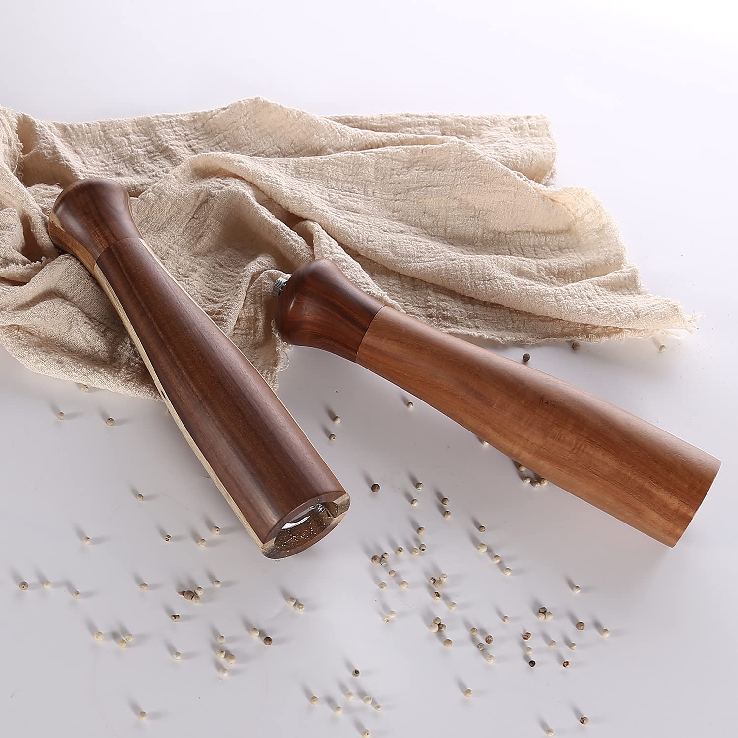 KKC HOME ACCENTS Wooden Salt and Pepper Shakers Wooden Salt and Pepper Grinder Mill Set Refillable Acacia Wood  10 Inch