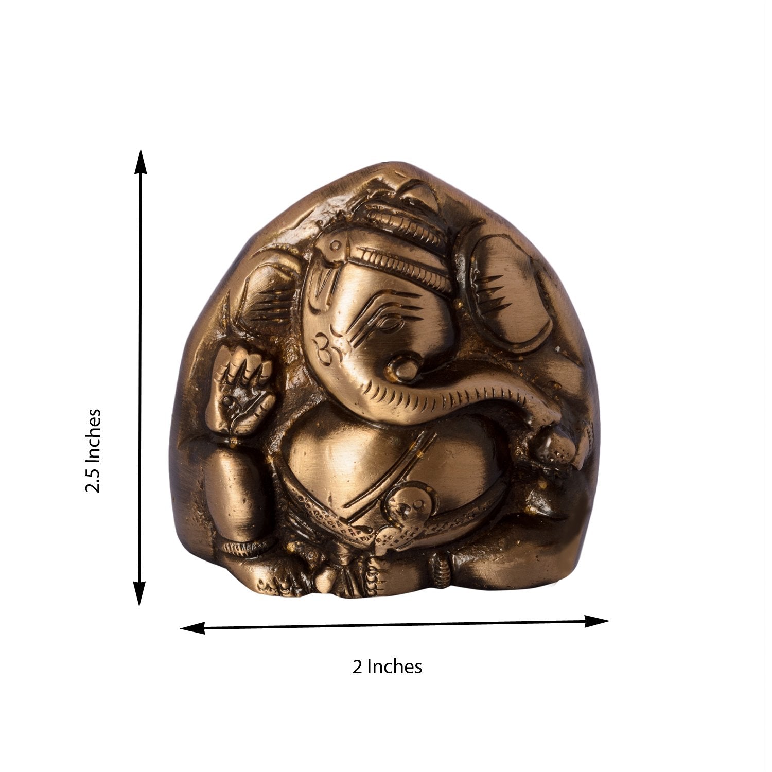 Ecraftindia Antique Finish Two Faced Lord Ganesha Brass Showpiece (5 Cm X 4 Cm X 6, Brown And Golden)