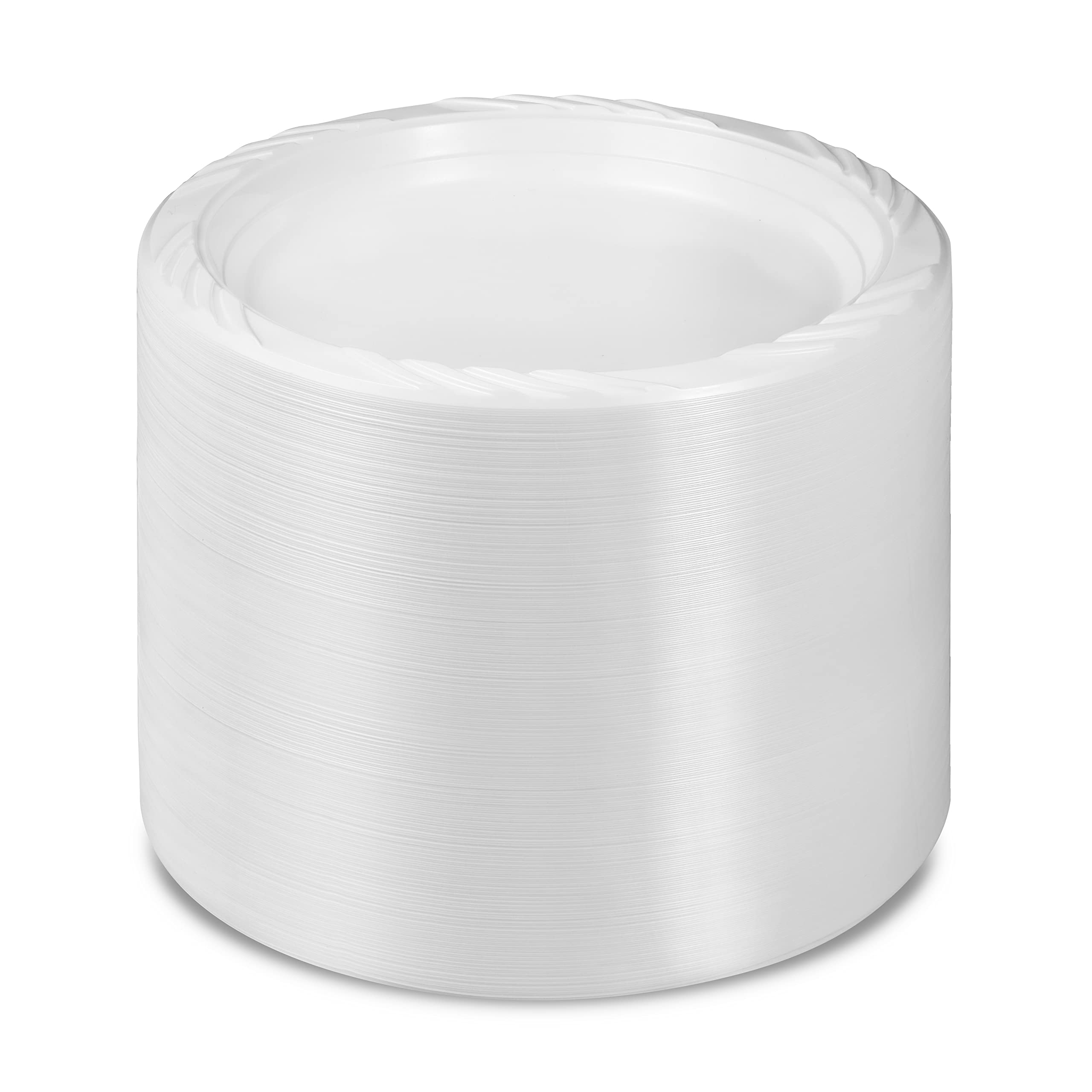 Munfix 6 Inch White Plastic Plates 200 Bulk Pack - Disposable Cake Plates For Bbq, Party, Travel And Events, Microwavable Recycl