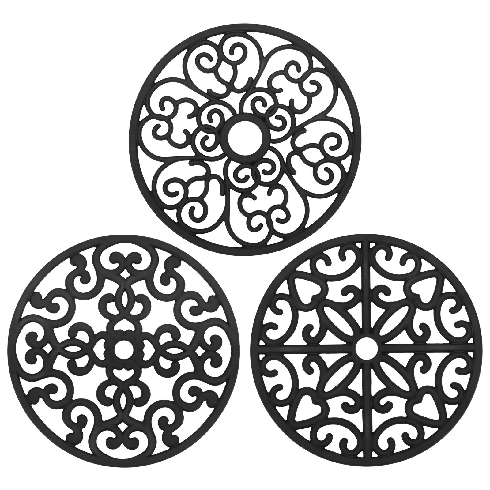 Chefbee 3Pcs Silicone Trivet Mat - Flexible Non-Slip Heat Resistant Modern Kitchen Teapot Trivets Set For Hot Dishes, Table, Cou