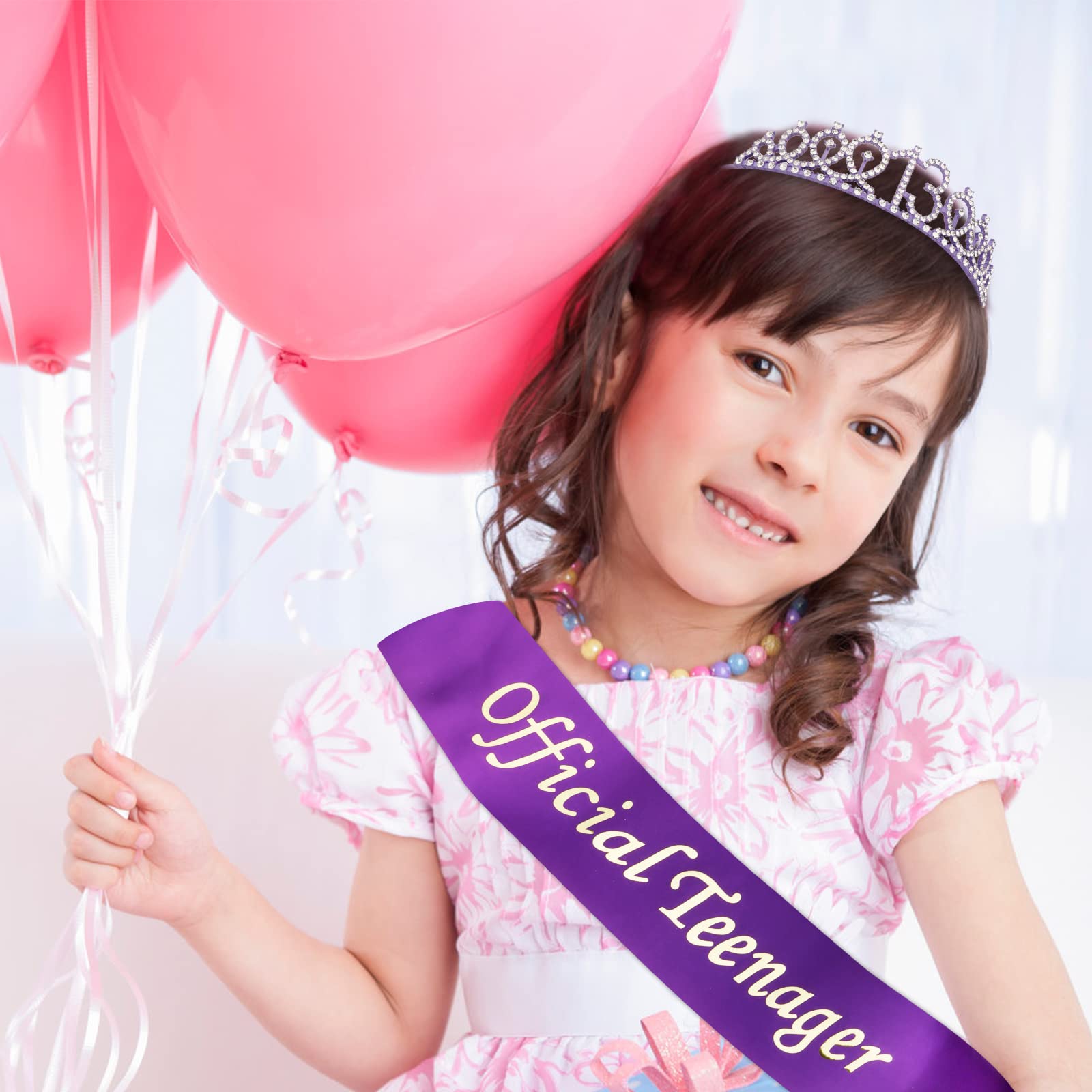 Cieher Purple 13Th Birthday Crown For Girls & Official Teenager Birthday Sash Set, 13 Birthday Tiara, Birthday Gifts For Teen Gi