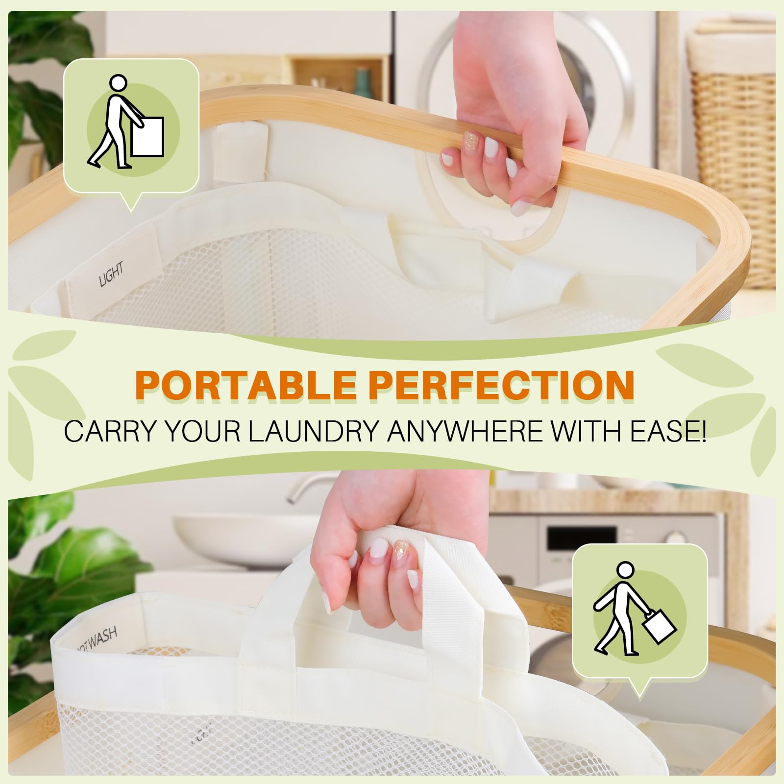 Laundry Hamper With Lid, 160L Clothes Hamper For Laundry Basket 3Section, Large Laundry Hamper With Removable Bags Foldable Laun