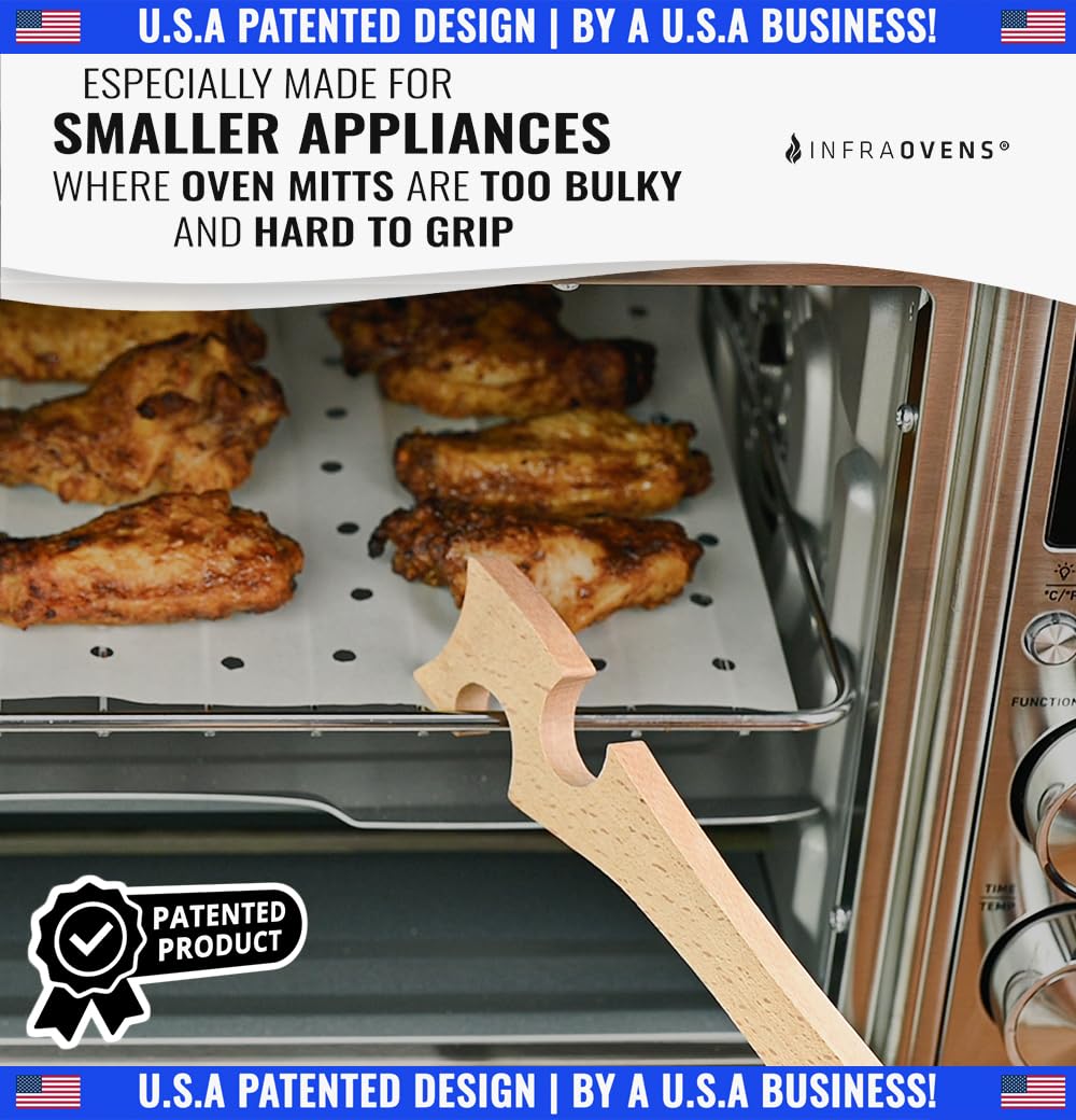 Wooden Oven Rack Puller Stick, Push Pull Tool with Longer Handle Ideal for Kitchen Oven, Convection and Toaster Ovens, Air Fryer