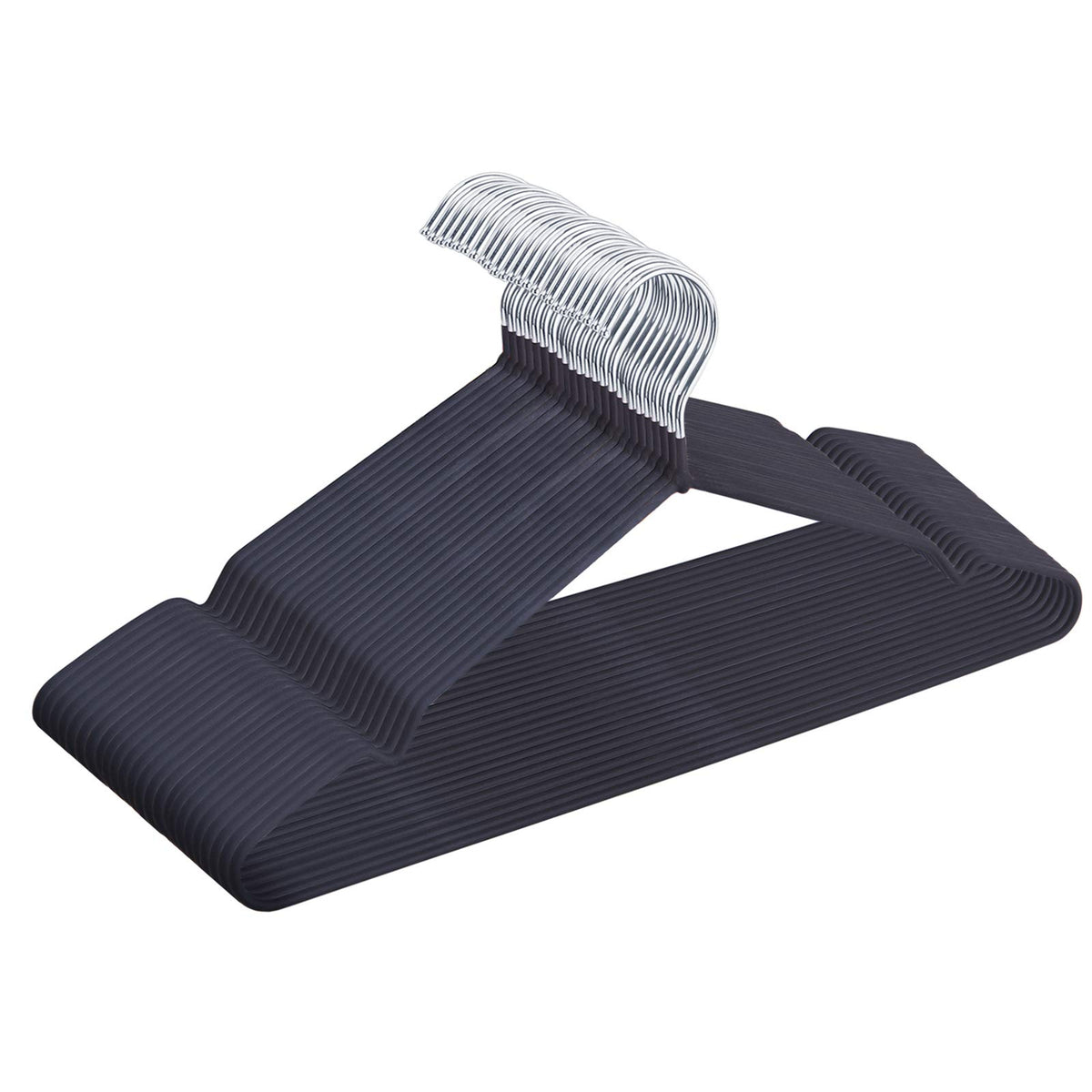 Js Hanger Metal Hangers 16.5'' Coat Hangers - Extra Thick Wire Hangers With Non Slip Matt Black Rubber Coating Heavy Duty Pant S
