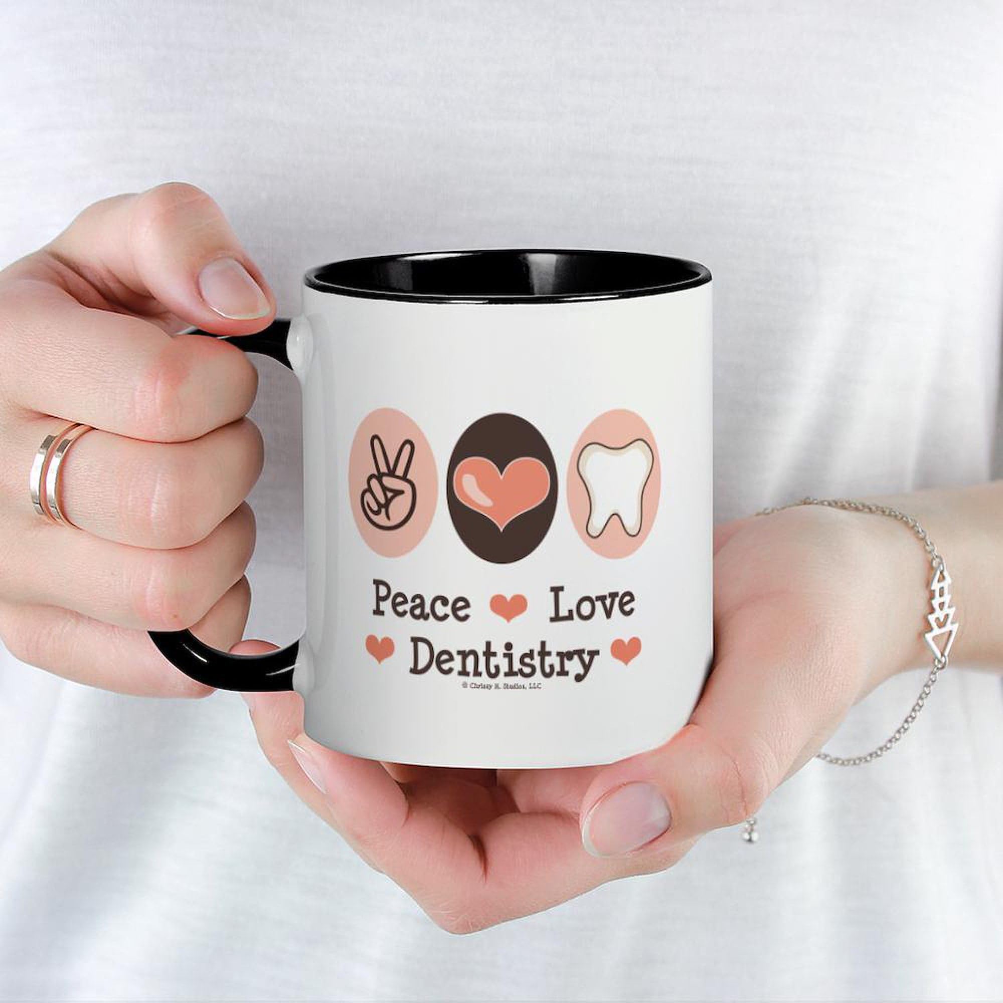 Cafepress Peace Love Dentistry Dentist Mug 11 Oz (325 Ml) Ceramic Coffee Mug