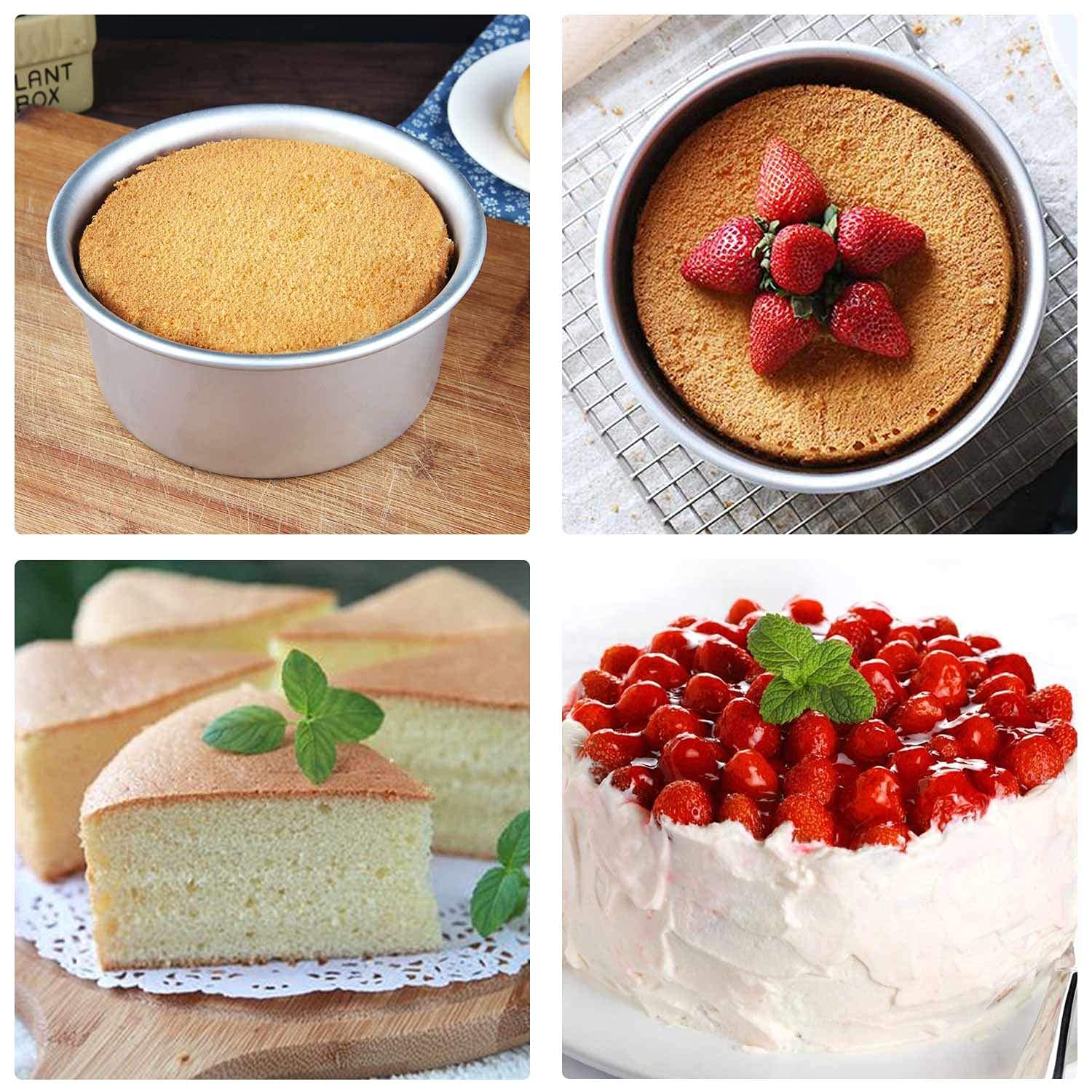 Beasea Cake Pan 6 Inch Round, Removable Bottom Cake Pan Set Of 2, Nonstick Aluminum Alloy Cheesecake Pan Loose-Bottom Pan Cake B