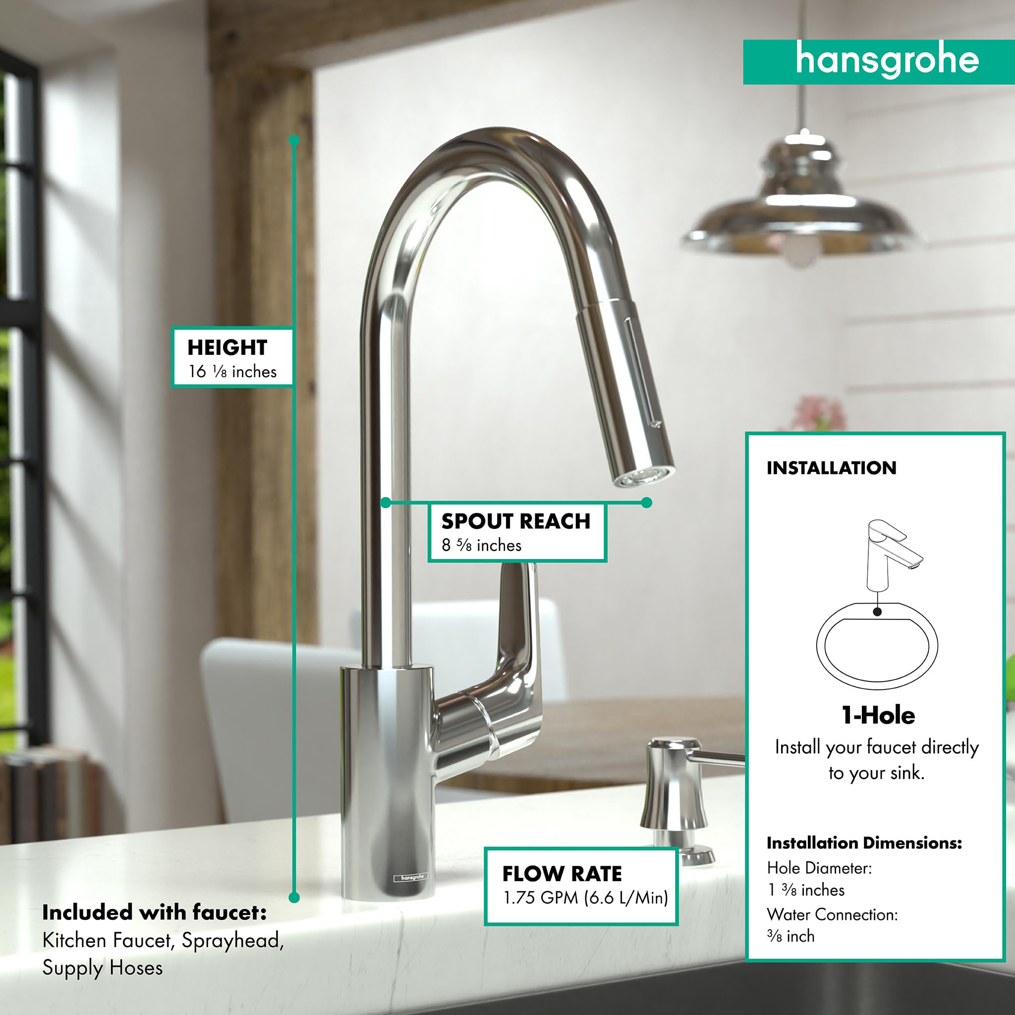 Hansgrohe Focus Black High Arc Kitchen Faucet, Kitchen Faucets With Pull Down Sprayer, Faucet For Kitchen Sink, Magnetic Docking