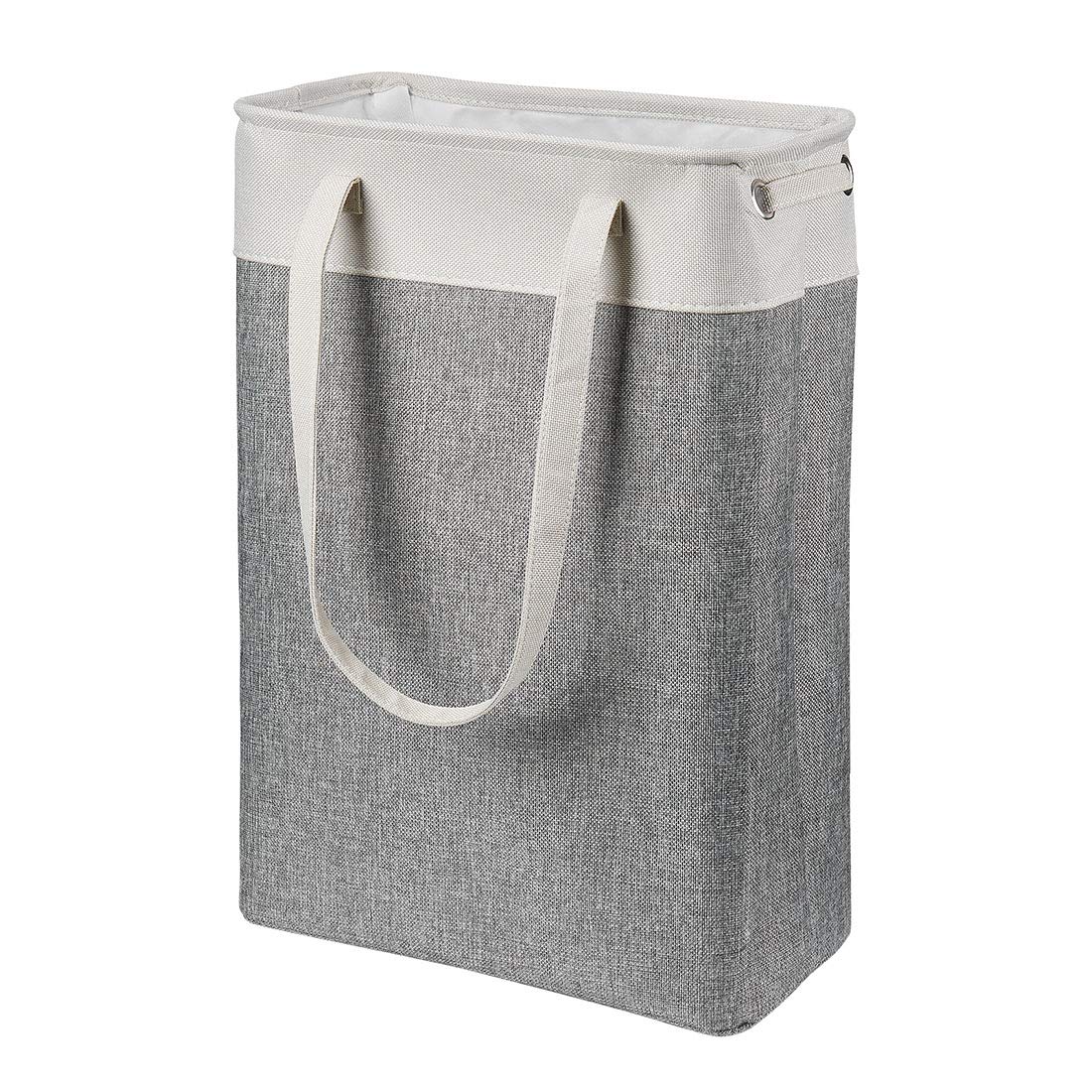 I Bkgoo Laundry Basket With Handles Beige&Grey-Slim Laundry Bin Collapsible Dirty Clothes Basket Narrow Laundry Bag Foldable Dir