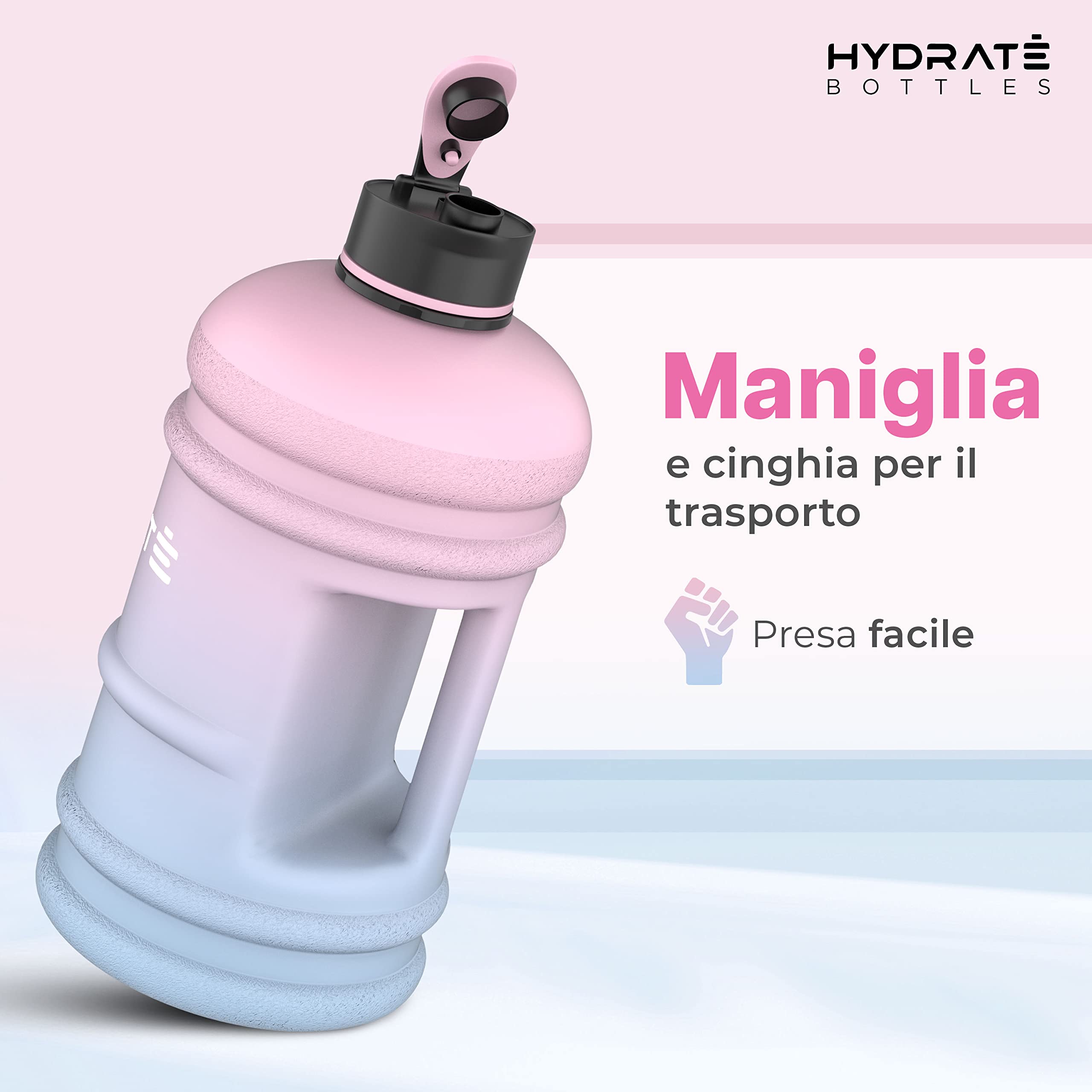Hydrate Xl Gym Water Bottle For Men - Half Gallon Water Jug, Perfect For Hydration - Flip Cap Large Sports Bottle With Leak Proo
