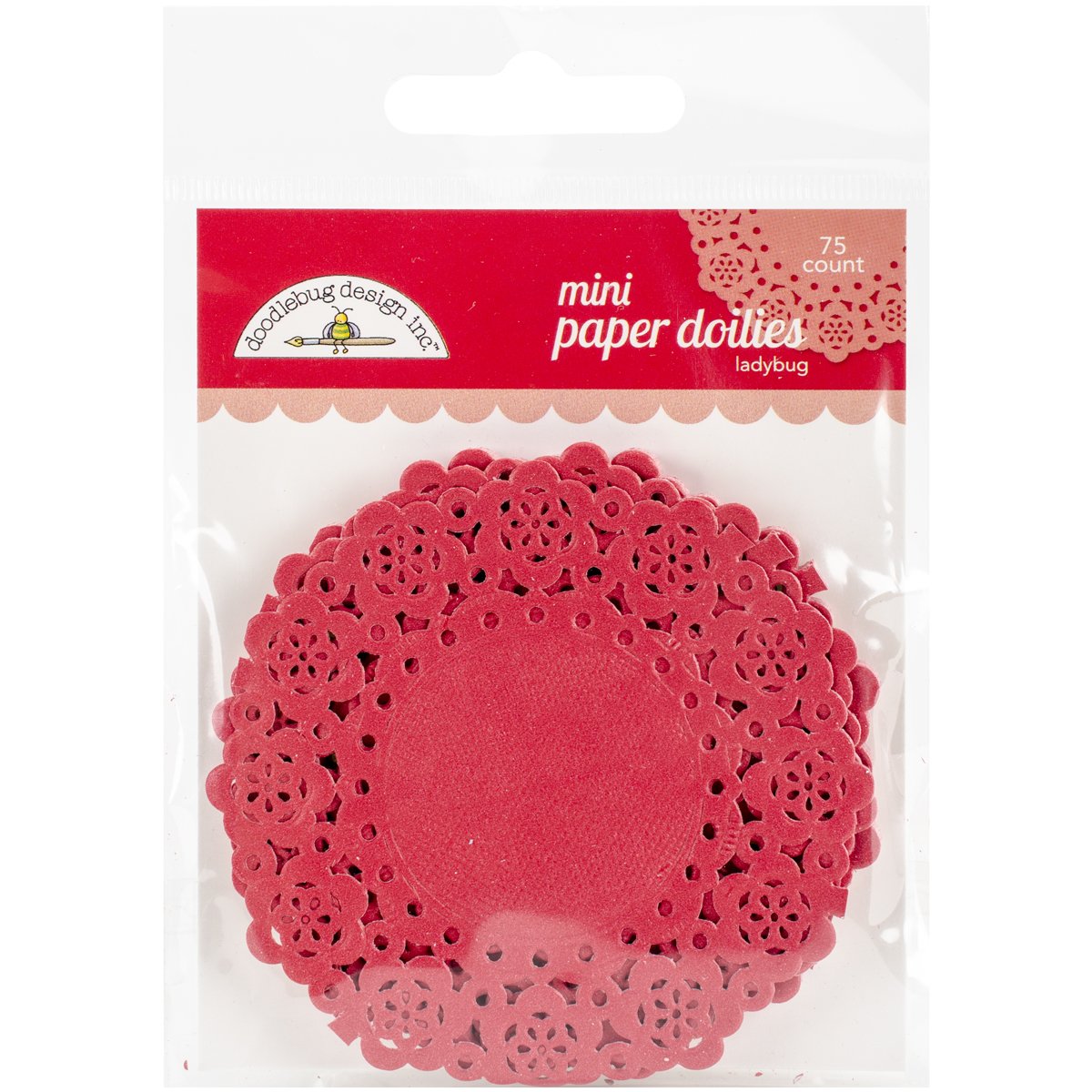 Doodlebug Mini Doilies 3 75/Pkg, Ladybug
