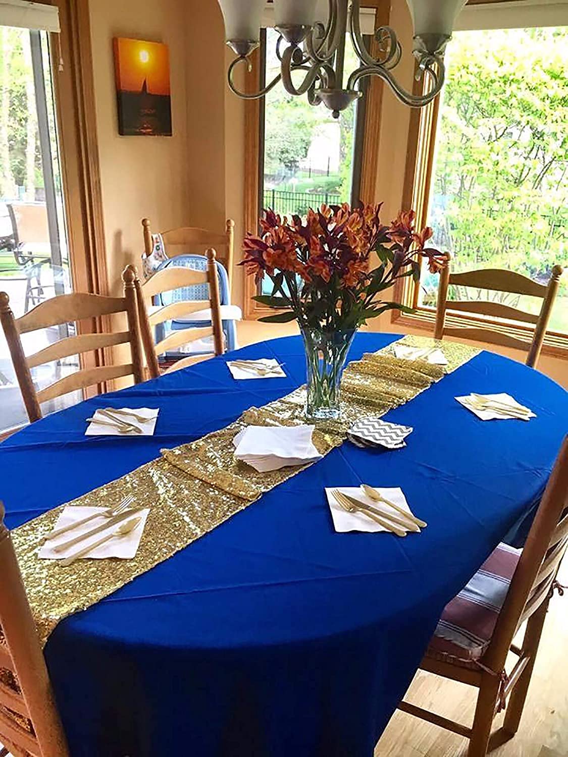 Partydelight 12 Pack 12'' X 60'' Gold Sequin Table Runner For Wedding, Party, Bridal Baby Shower, Christmas.