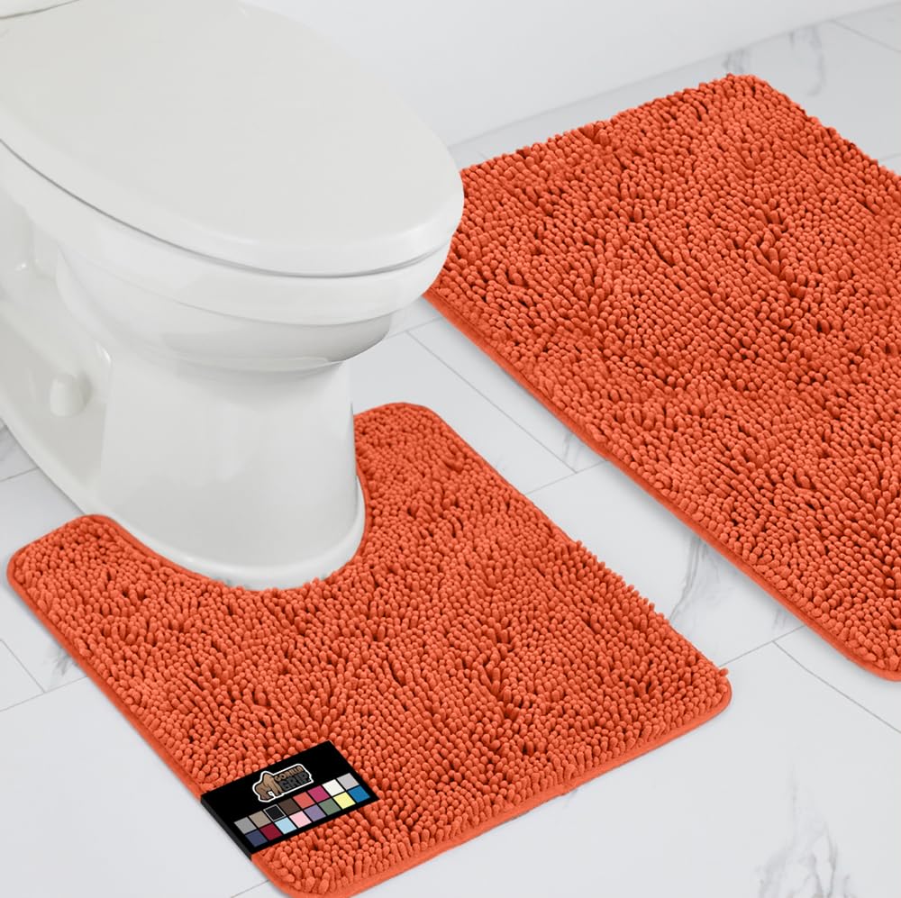 Gorilla Grip Bathroom Rug Sets, Soft Chenille 2 Piece Area Rugs Set, Toilet Base Mat And 30''X20'' Carpet, Absorbent Microfiber