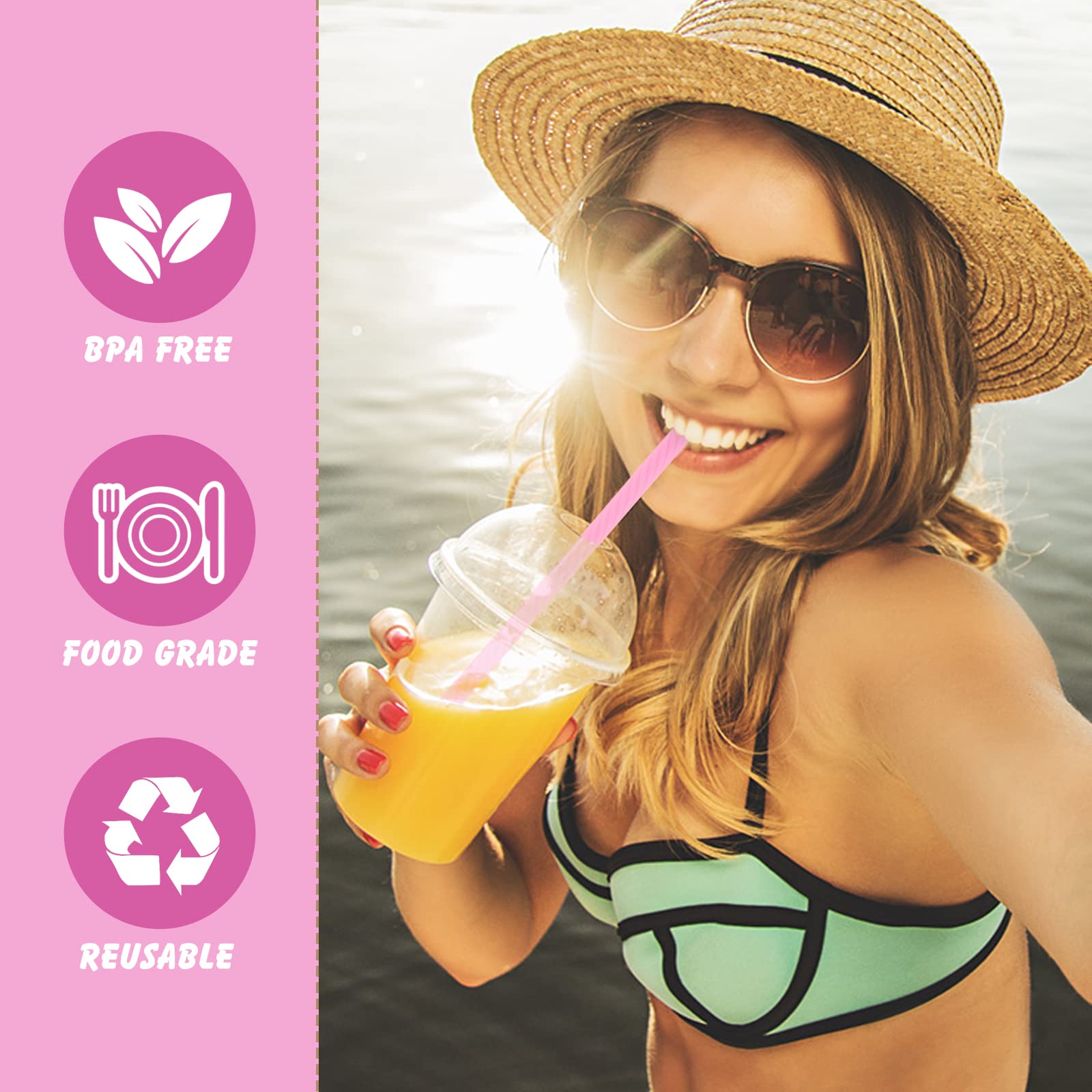 Prasacco 4 Sets Silicone Straws Reusable Straws With Case Foldable Straws Portable Drinking Straws For Travel Party