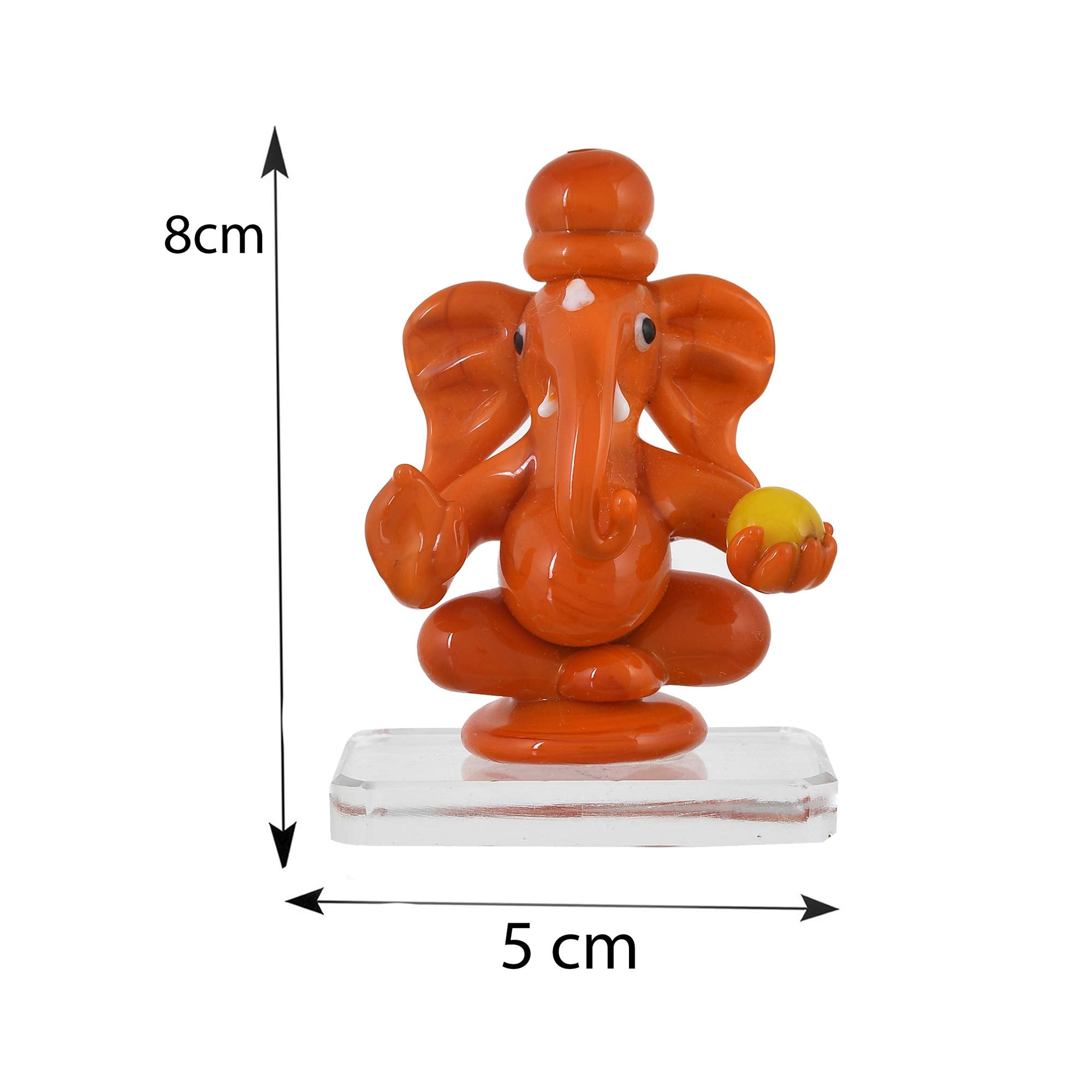 Great Art Glass Ganesh Idol for Car Dash Board (8.5cm x 5 cm, Red)