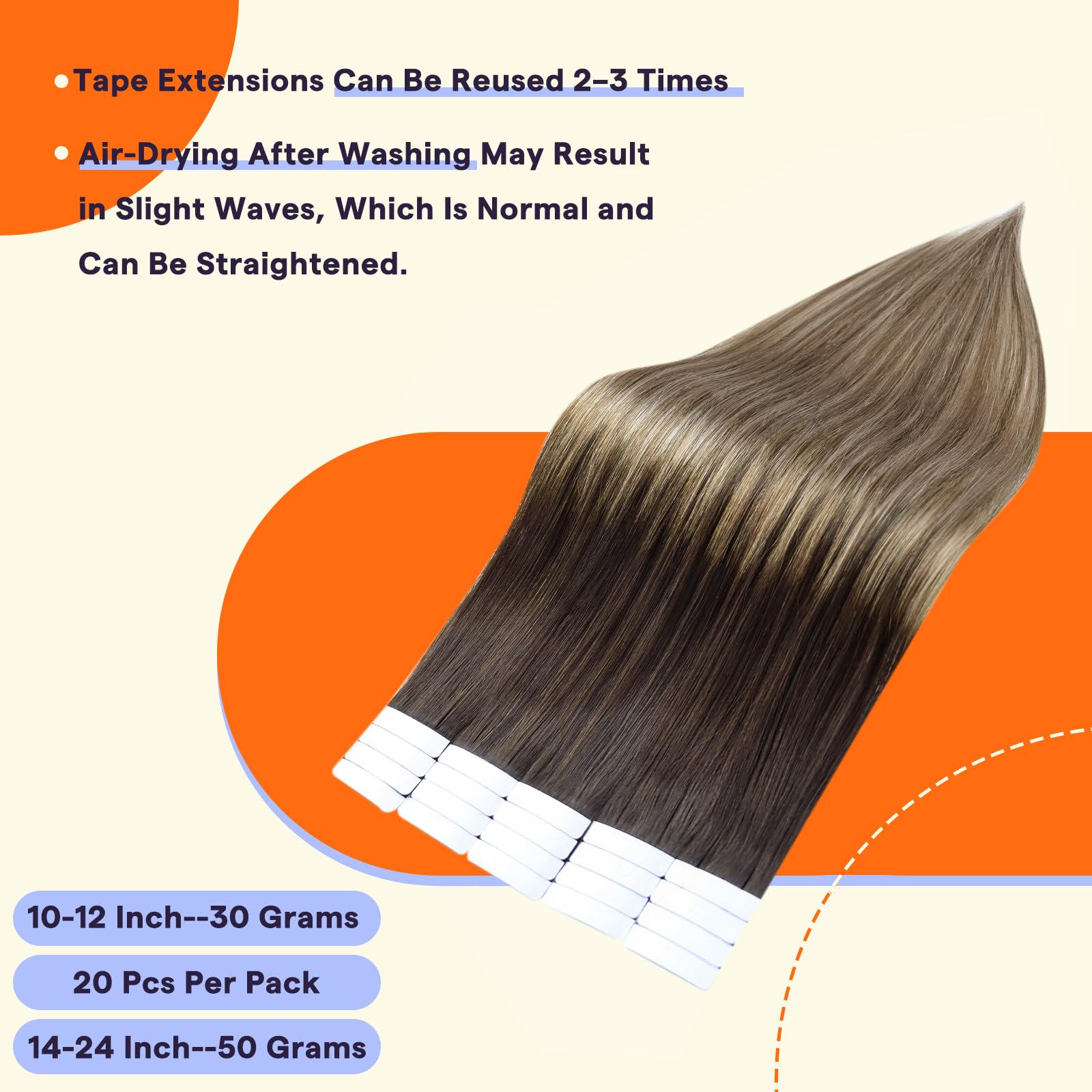 Fshine Human Hair Tape In Hair Extensions 18 Inch Balayage Color 2 Darkest Brown Fading To 6 And 18 Ash Blonde Tape Hair Extensi