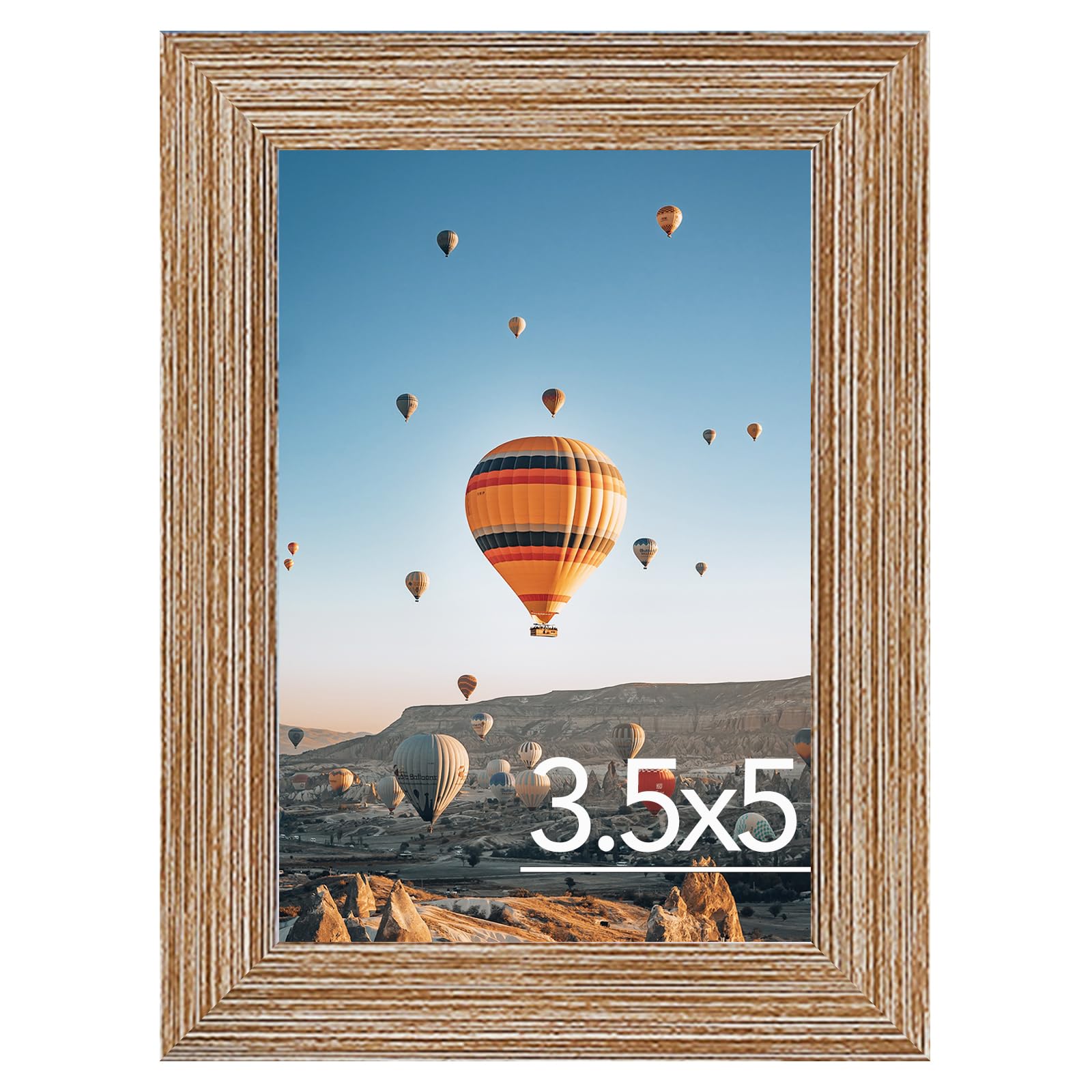 JCJMY 3.5x5 Picture Frame Rustic Brown for Wall or Tabletop, 3.5 x 5 Wall Gallery Poster Photo Frame with Shatter Resistant Plex