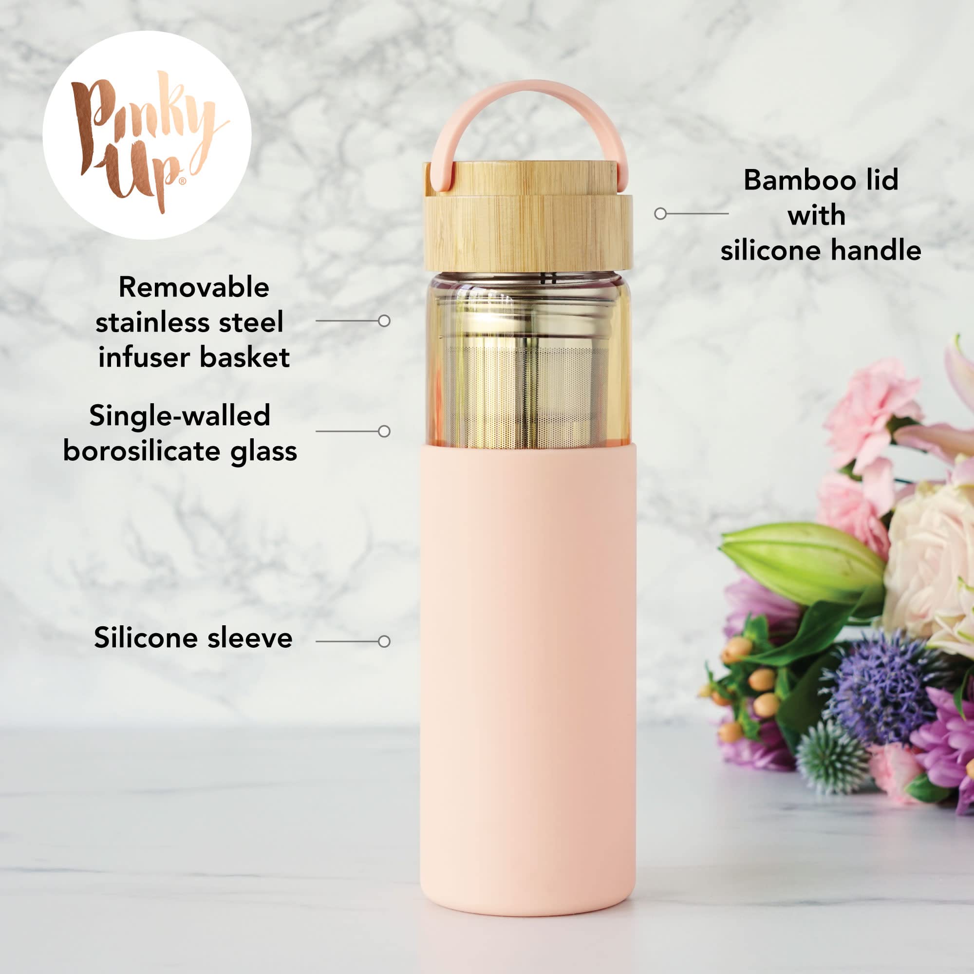 Dana Glass Travel Mug In Coral By Pinky Up