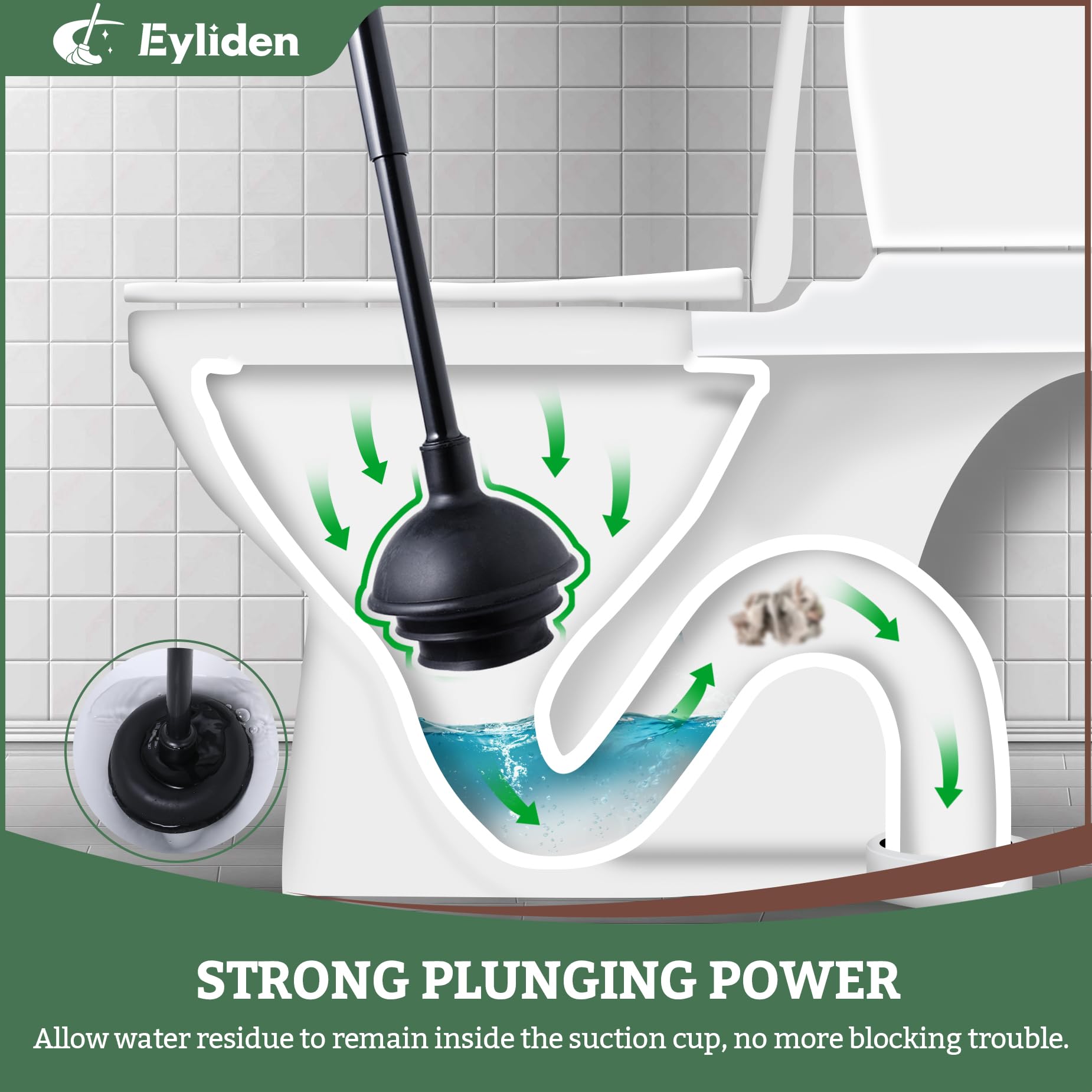 Eyliden 2 Pack Toilet Plunger And Brush Set, 3-Step Suction Cup Toilet Plunger And Bowl Brush Set With Holder, Toilet Plunger Br