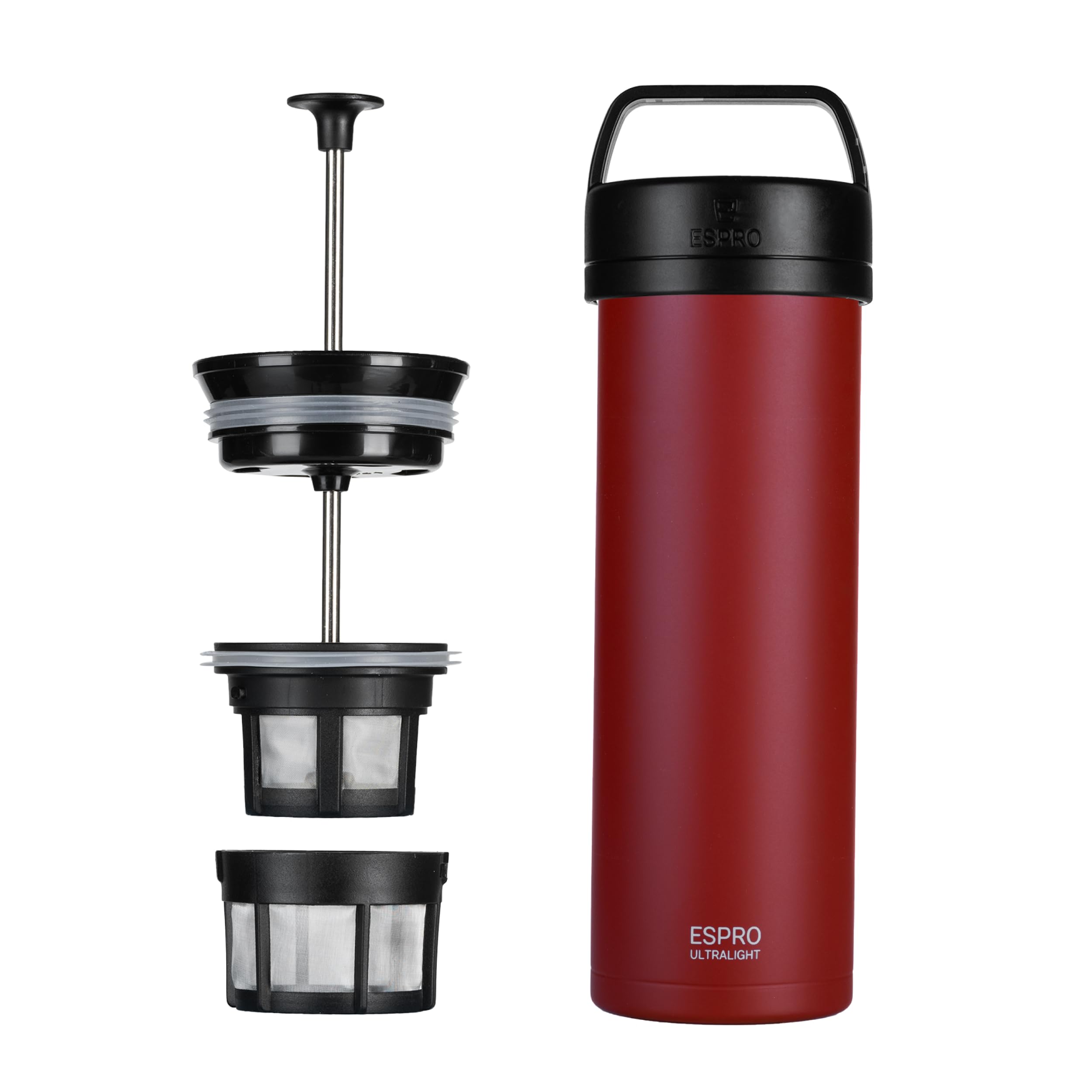 Espro - P0 Ultralight - Single Serve French Coffee Press And Lightweight Hydration Bottle For Travel, Camping And Everyday Use,