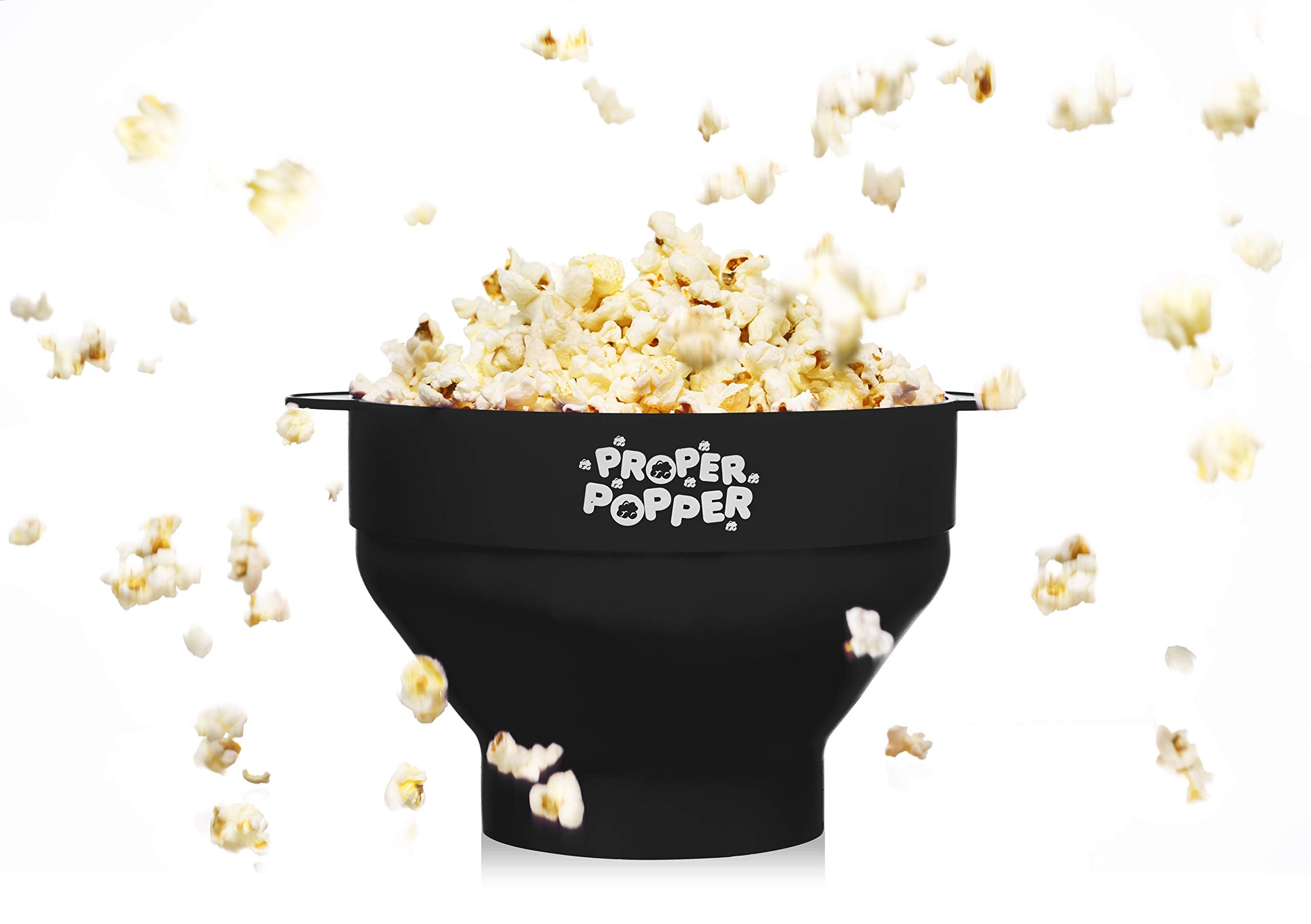 The Original Proper Popper Microwave Popcorn Popper, Silicone Popcorn Maker, Collapsible Bowl Bpa Free & Dishwasher Safe - (Blac