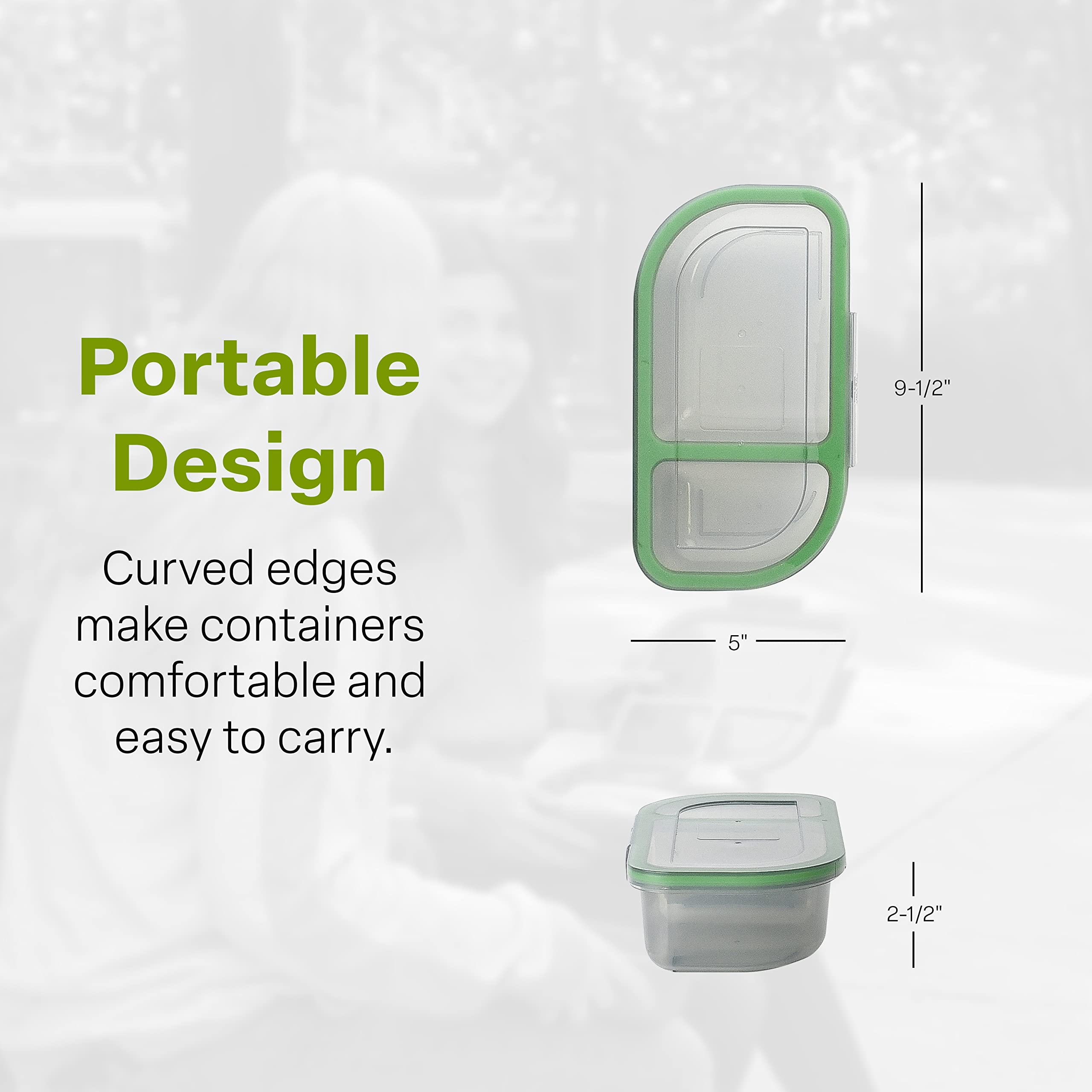 Mygo Container Half-Sized To-Go Divided Compartment Container, 9-1/2'' X 5'' X 2-1/2'', Reusable, Microwave Safe, Nsf Certified,