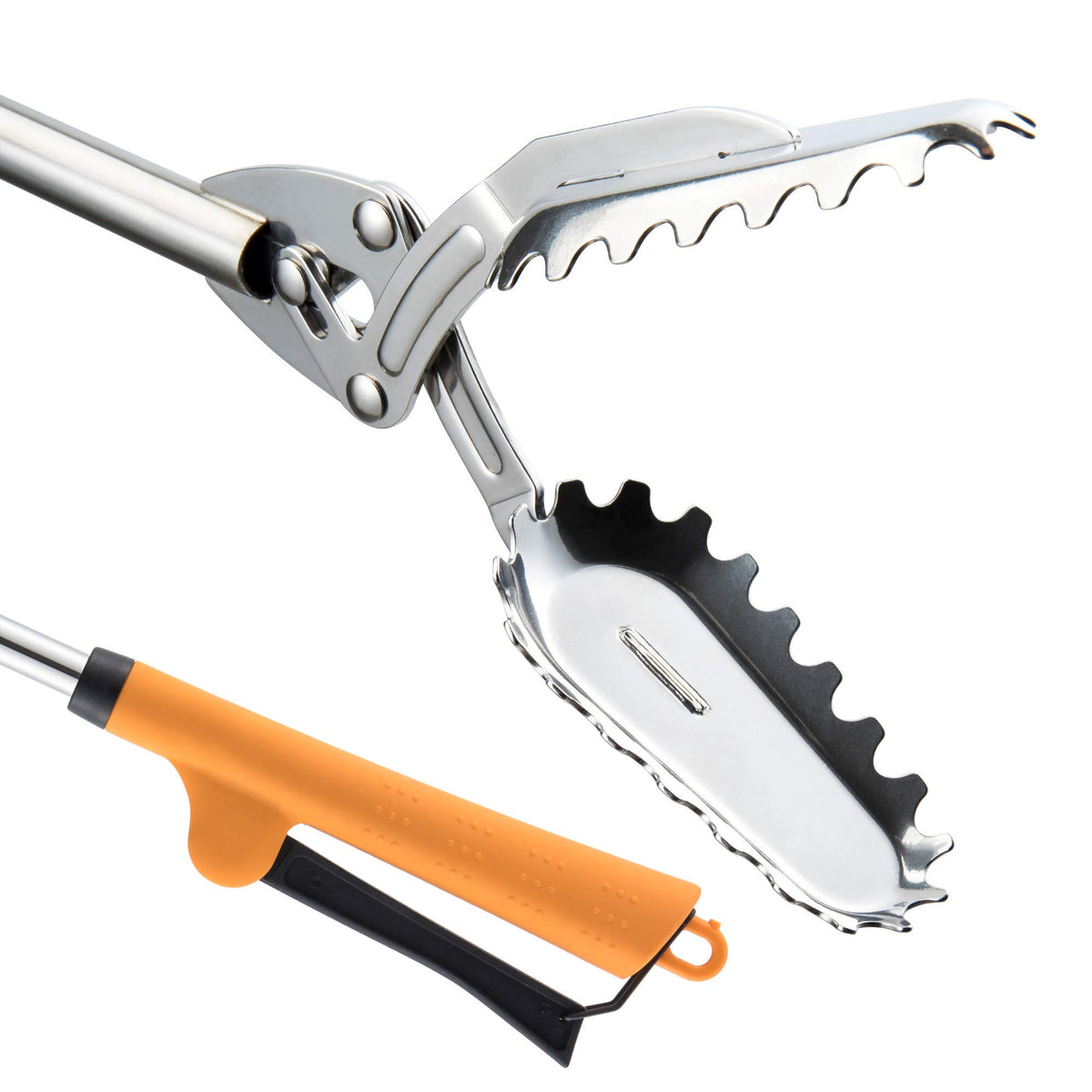 Fth All Stainless Steel Grabber Reacher Pickup Tool Heavy Duty Trash Picker Log Bbq Fireplace Pits Snake Tongs Plogging Tool