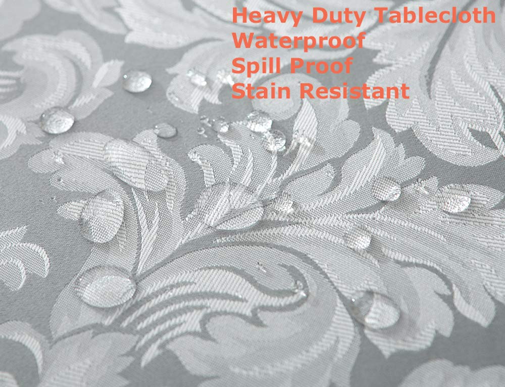 Tektrum Heavy Duty 60 X 120 Inch Rectangular Damask Jacquard Tablecloth Table Cover - Waterproof/Spill Proof/Stain Resistant/Wri