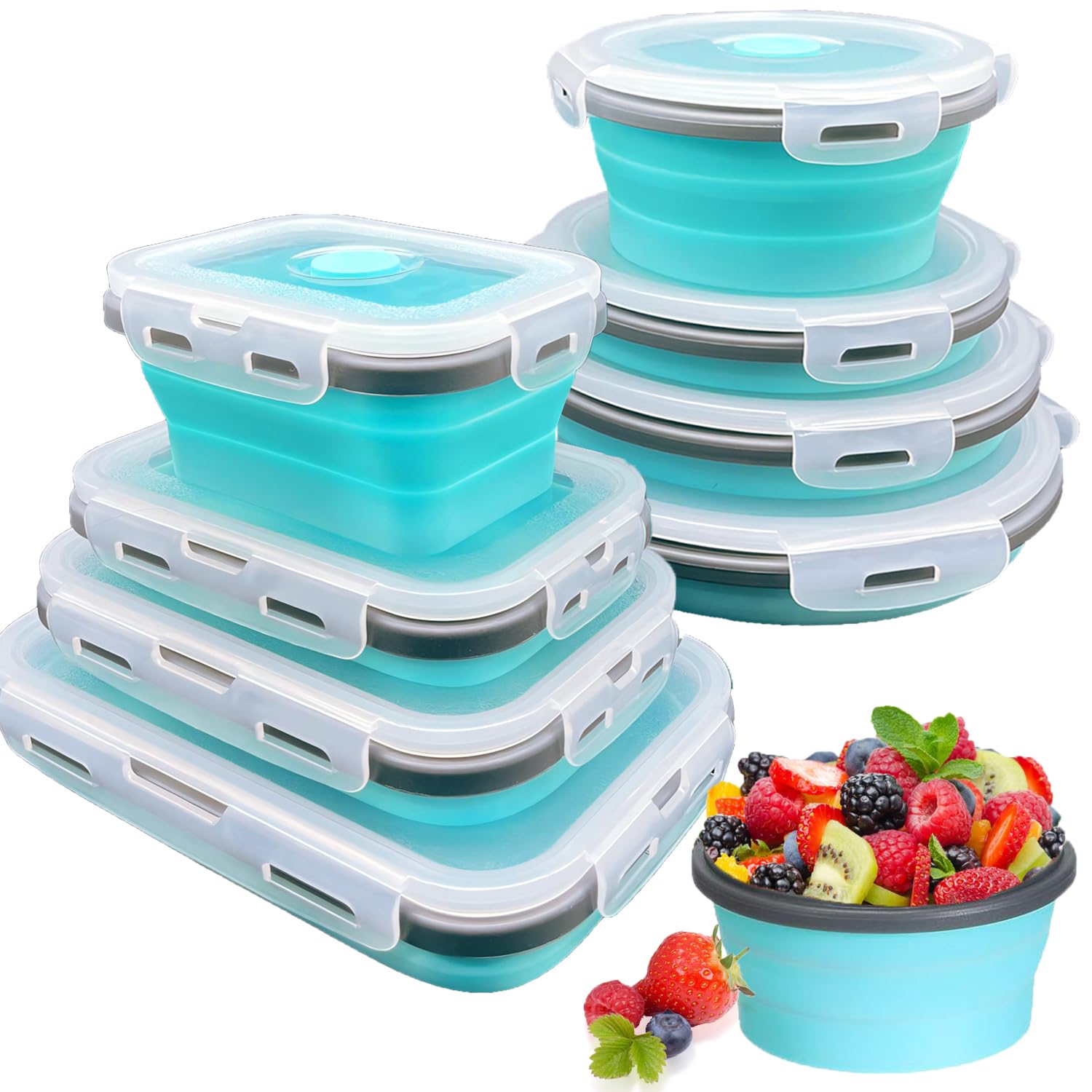 Epinke 8 Pack Collapsible Food Storage Containers With Lids