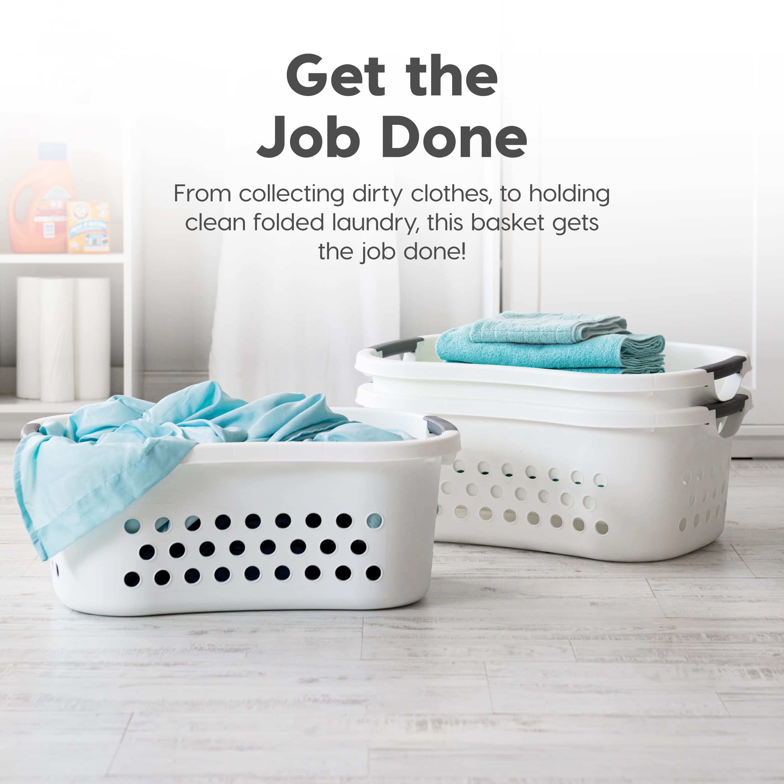 IRIS USA 3 Pack Comfort Carry Laundry Basket  White