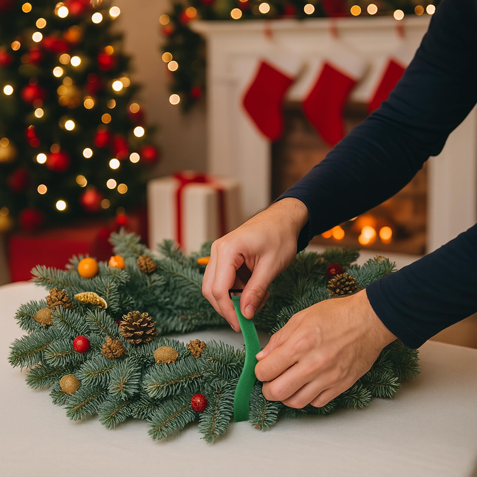 50 Pcs 12inch Christmas Garland Ties Decorative Reusable and Flexible Banister Ties for Garland Wreath Christmas Light Banisters