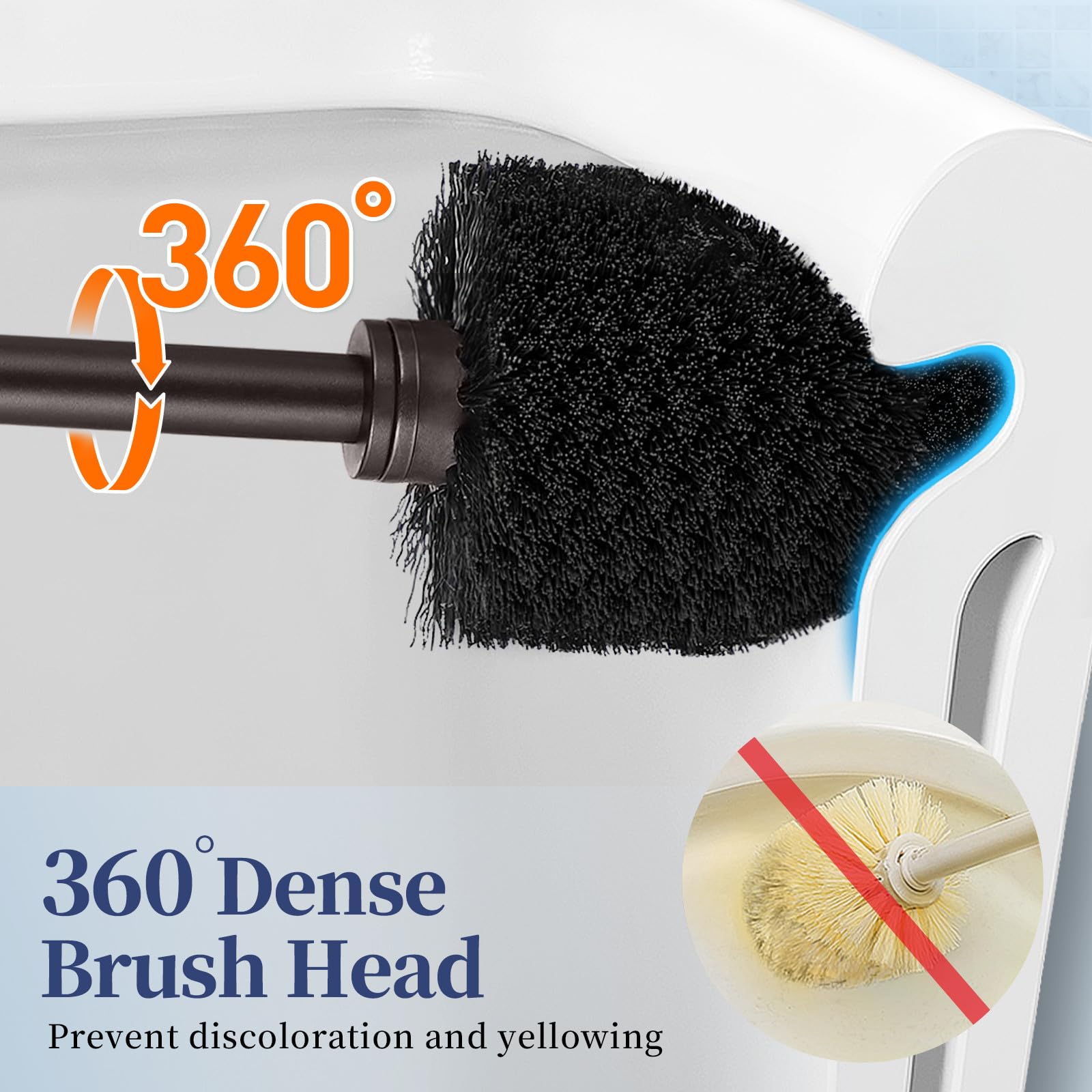 Toilet Bowl Brush Holder Set: 2 Pack Modern Deep Cleaning Bathroom Toilet Scrubber With Caddy For Rv - Rim Decorative Accessorie