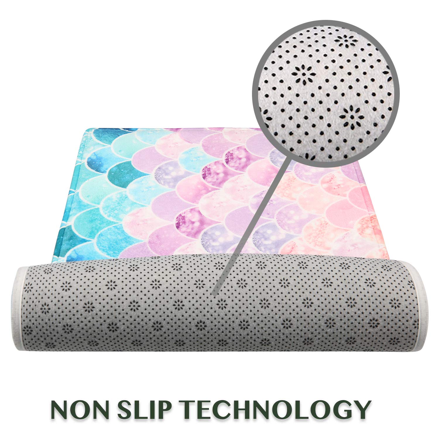 RosieLily Bathroom Rug  Mermaid Bathroom Rug  Pink Purple Blue Mermaid Scales Bath Mat 16 x 24 Inches  Comfortable Soft  Absorbent  Machine Wash  Non-Slip Easy to Dry for Bathroom Floor Rug