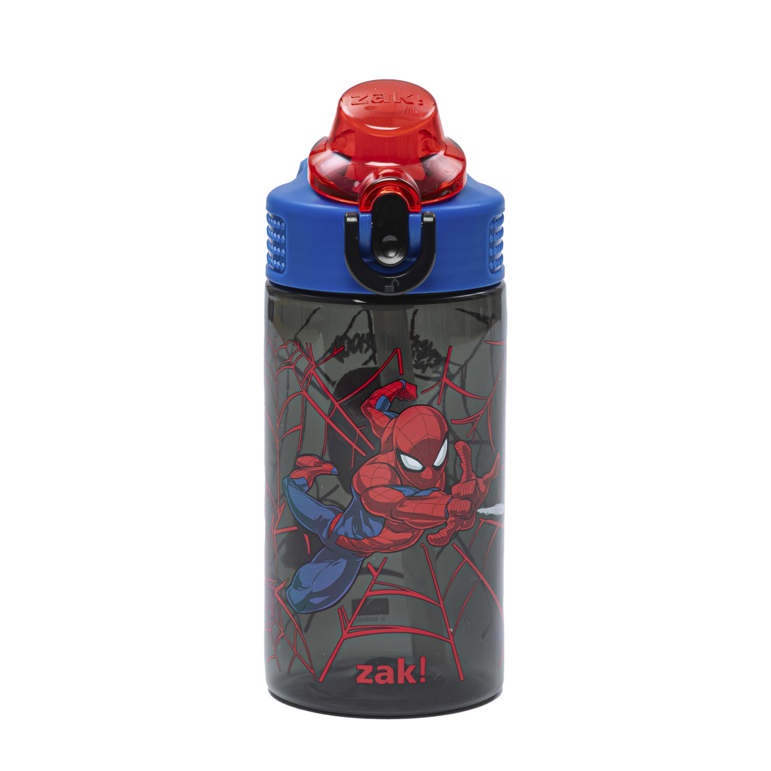 Zak Designs Marvel Sage Kids Water Bottle For School or Travel, 16oz Durable Plastic Water Bottle With Straw, Handle, and Leak-P