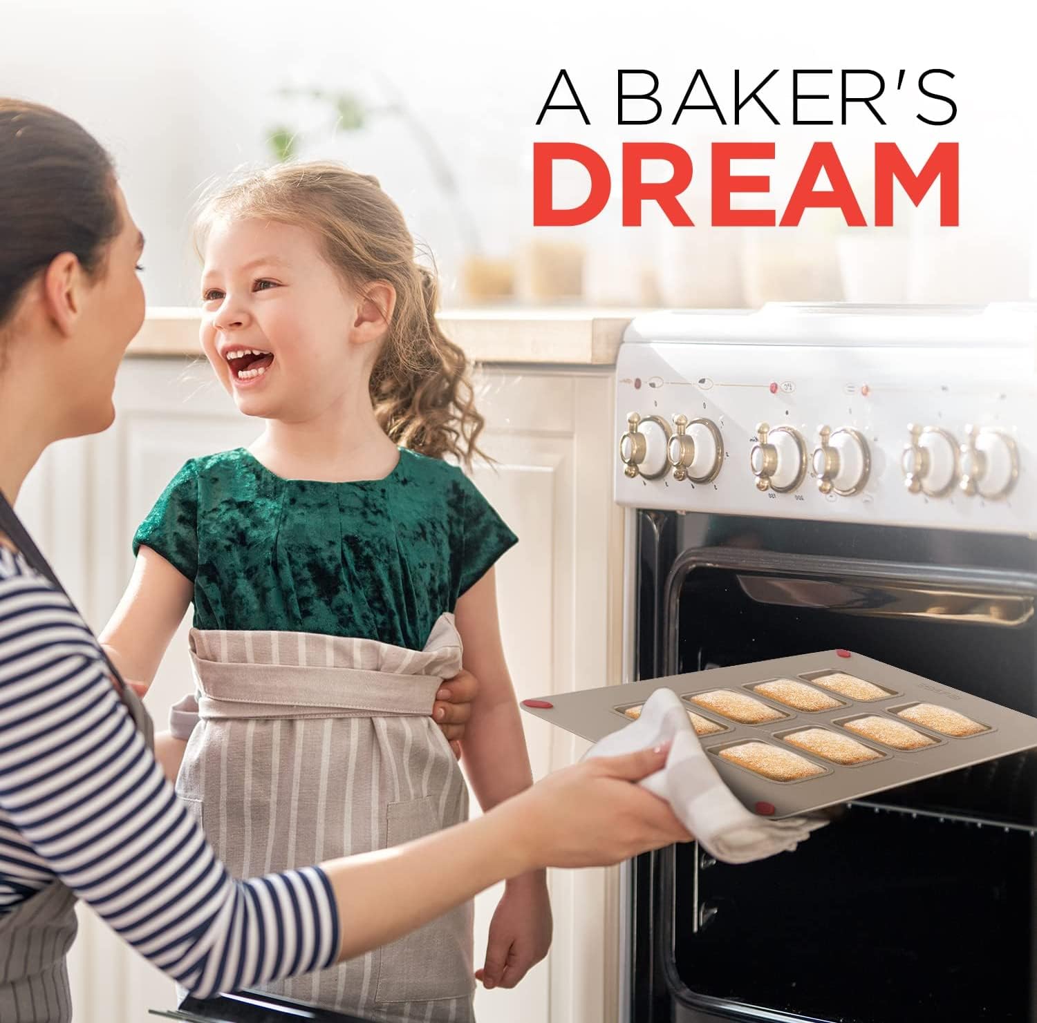 Elbee Home 8-Piece Nonstick Space Saving Bread Baking Pan Set - Includes 1 X Large Roasting Pan 2 X Bread Loaf Pan 2 X Baguette