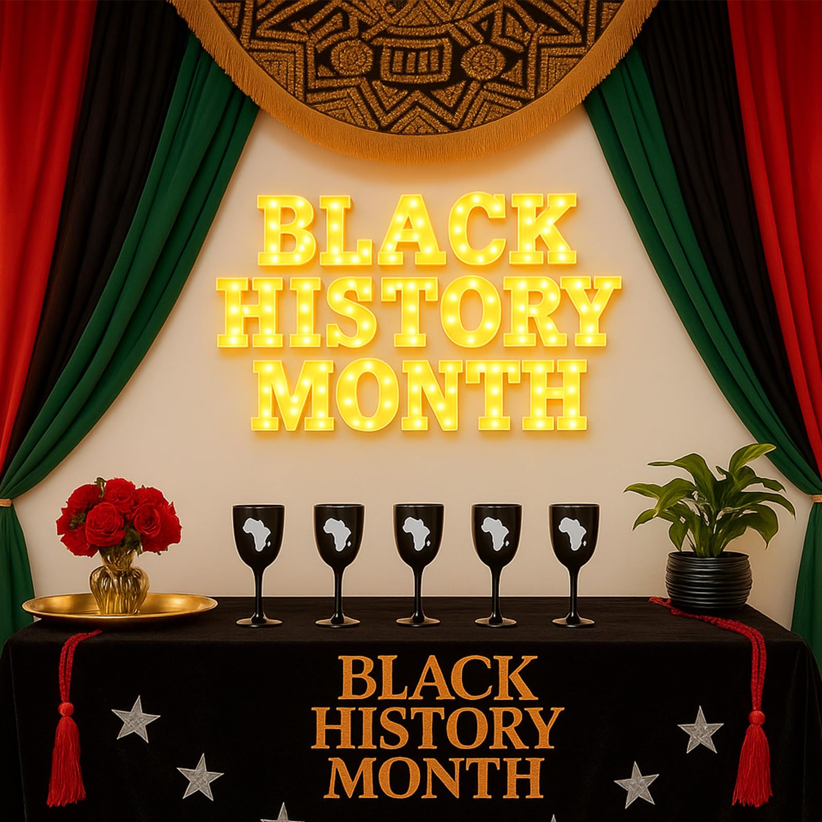 Honoson 17 Pcs Black History Month Decorations LED Letter Light Sign Cultural Theme Neon Event Signs Table Decor for African Ame