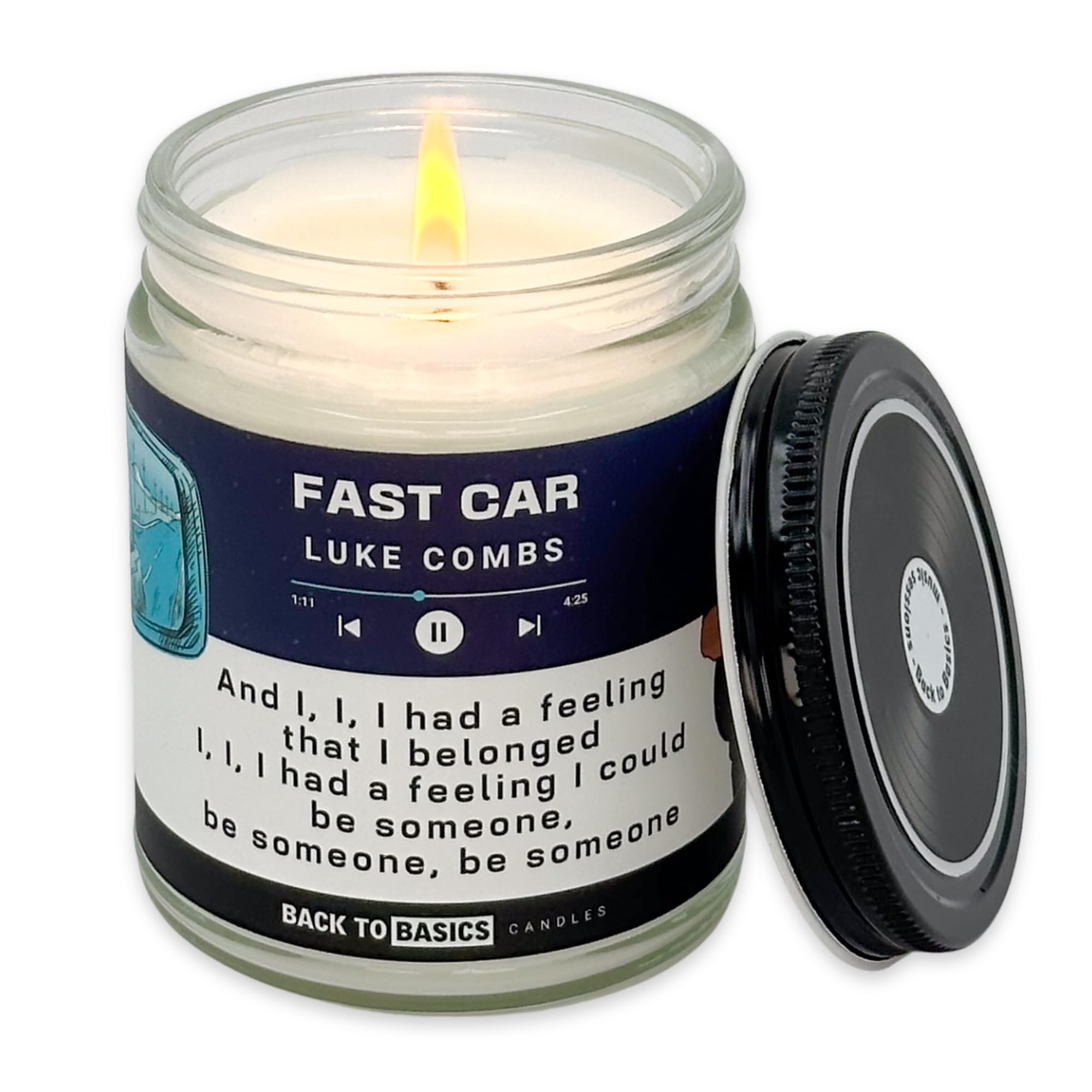 Back to Basics Candles | Fast Car - 9oz Soy Wax Fir Balsam Scented Candle for Home Decor, Birthday Gifts for Women, Men, Best Fr