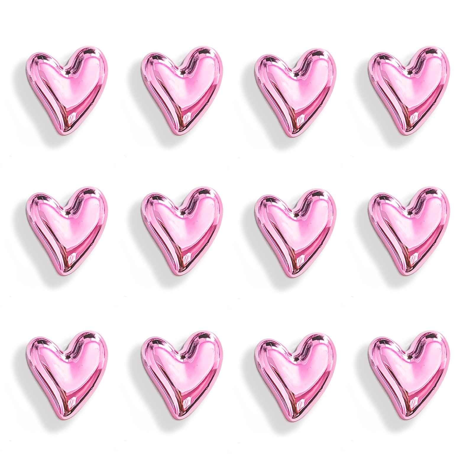 Janvelle 12PCS Refrigerator Magnets Pink Magnets for Fridge 0.83in Small Love Heart Cute Decorative Magnet Set for Home Kitchen 
