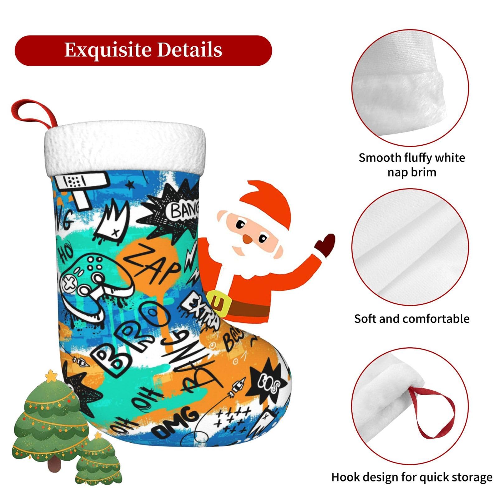 Thanksgiving Day Turkey Christmas Stockings Hanging Decoration Stockings 17.7 Inch Xmas Stockings for Fireplace Family Party Hol