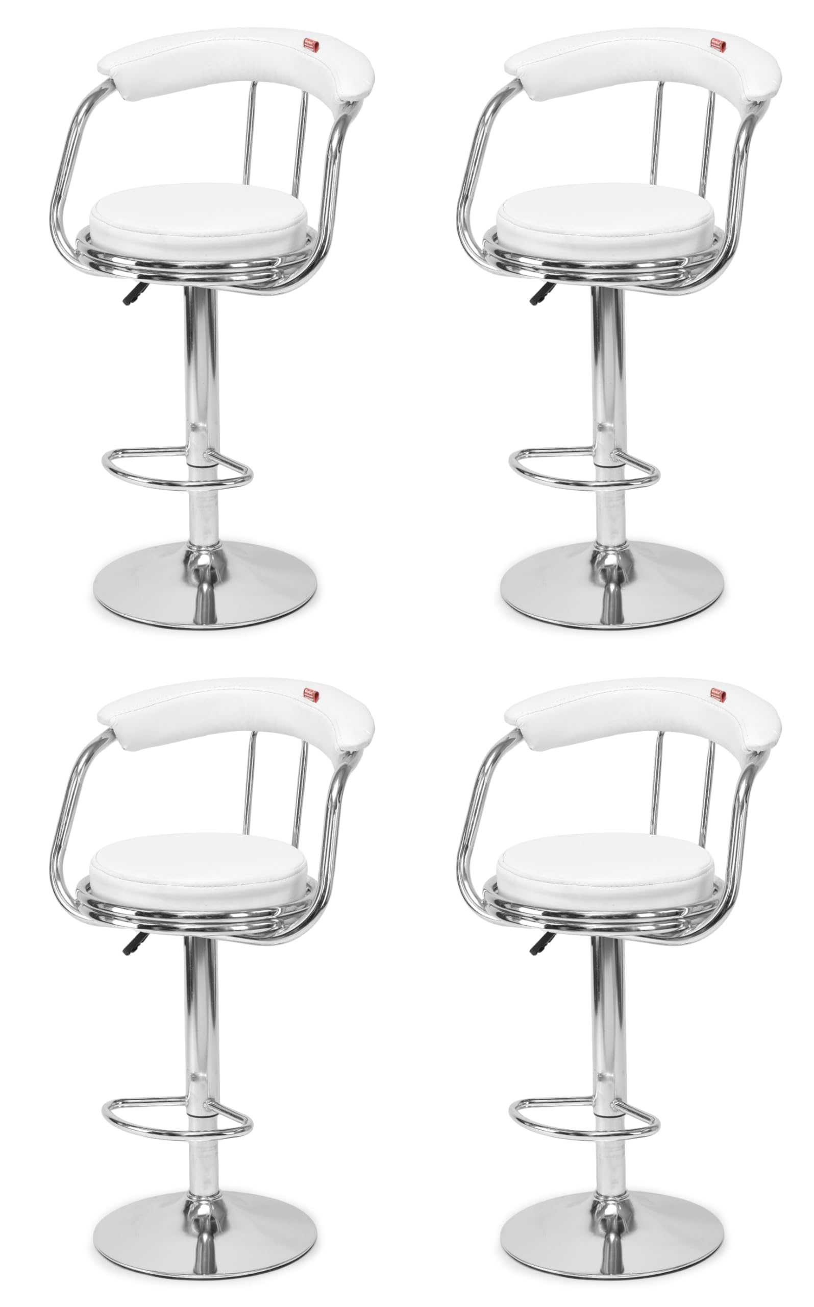 Goyalson Classic Height Adjustable And Revolving Bar Stool Kitchen Chair (4, White)
