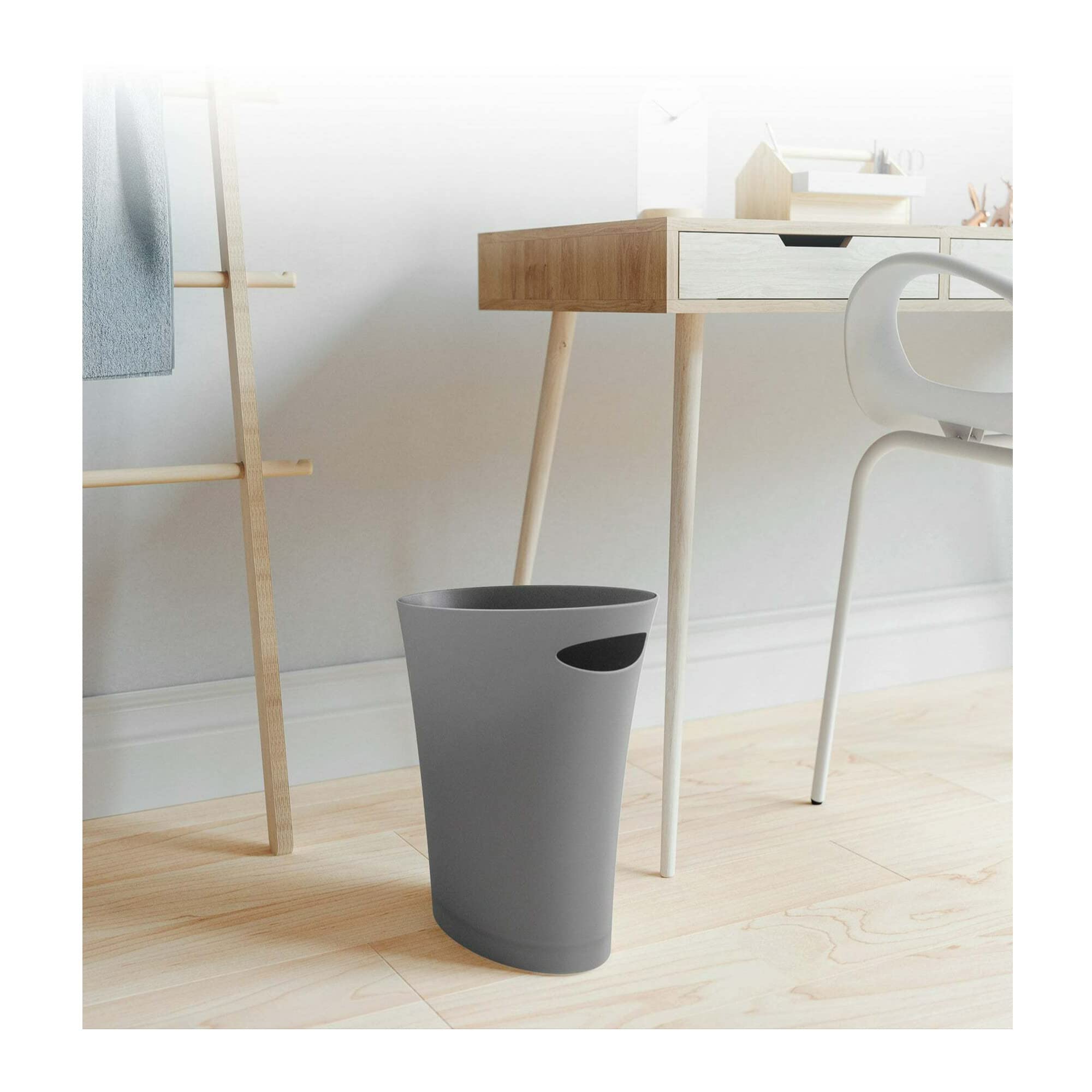 Umbra Skinny Sleek & Stylish Bathroom Trash, Small Polypropylene Garbage Can Wastebasket For Narrow Spaces At Home Or Office, Si