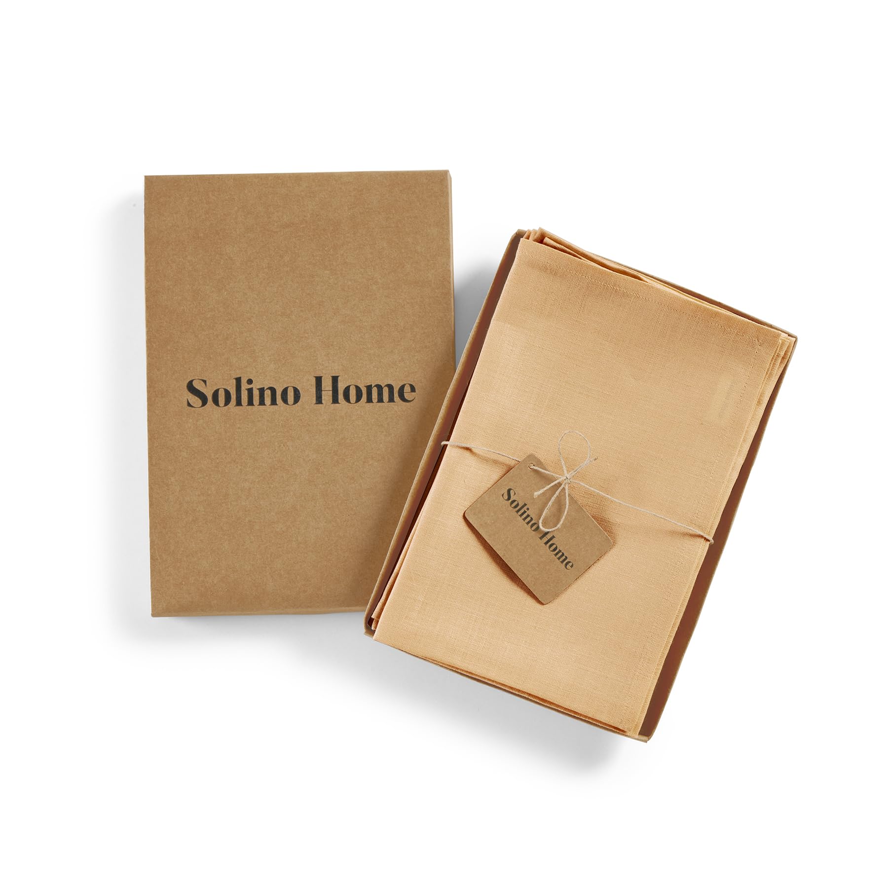 Solino Home Linen Dinner Napkins 20 X 20 Inch - 100% Pure Linen Peach Cloth Napkins Set Of 4 - Fete, Handcrafted And Machine Was