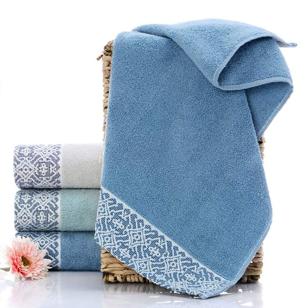 2 Pack Cotton Hand Towels 100% Cotton Face Towels  Durable Highly Absorbent Soft Washcloth Towel for Premium Luxury Spa Hotel Bathroom  Camping  Gym (14 x 30 Inch (Maoj-lassical Blue)