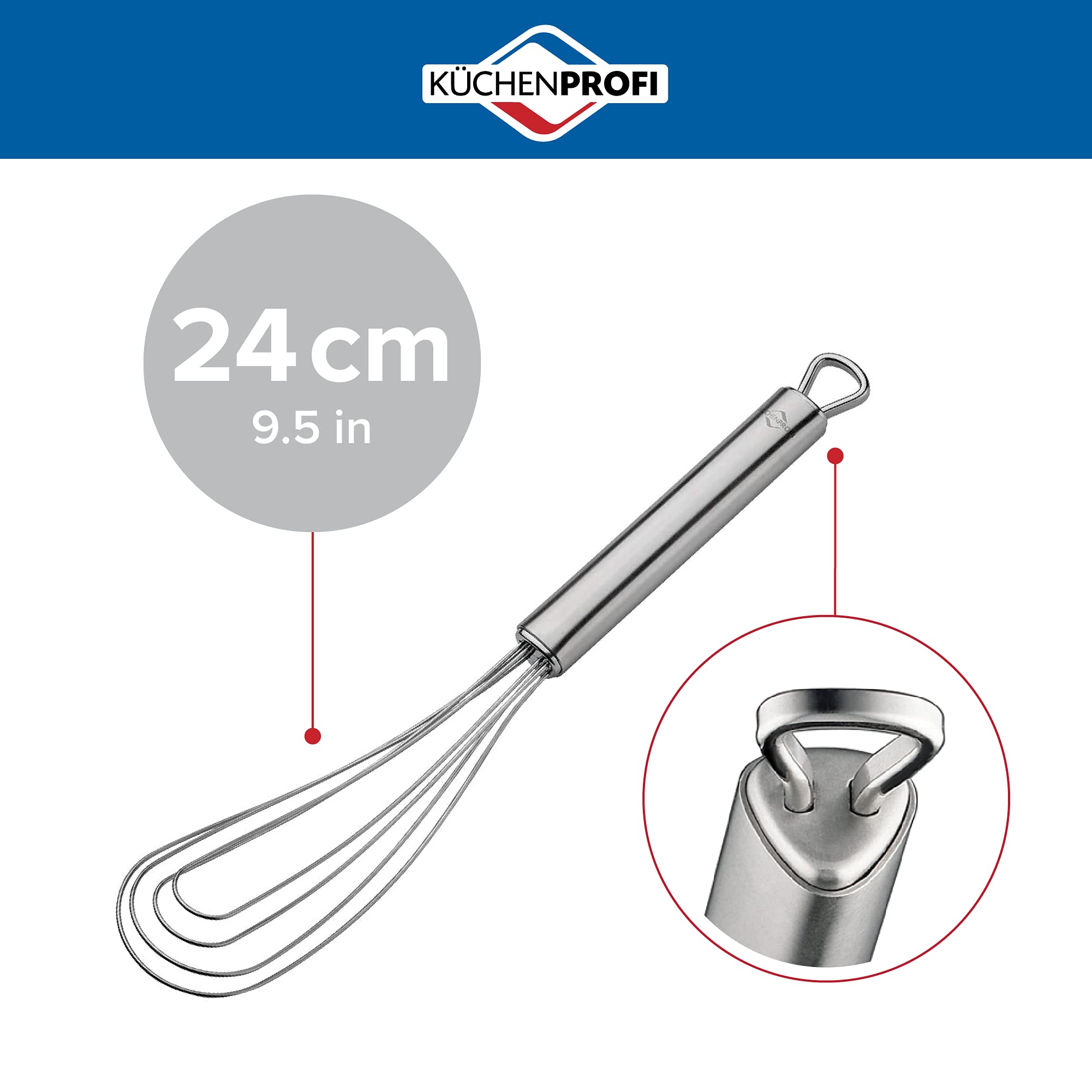 Kchenprofi Stainless Steel Parma Flat, Hand Eggs, Batter, And Dough, Metal Whisk For Kitchen Use, 9.5 Inch