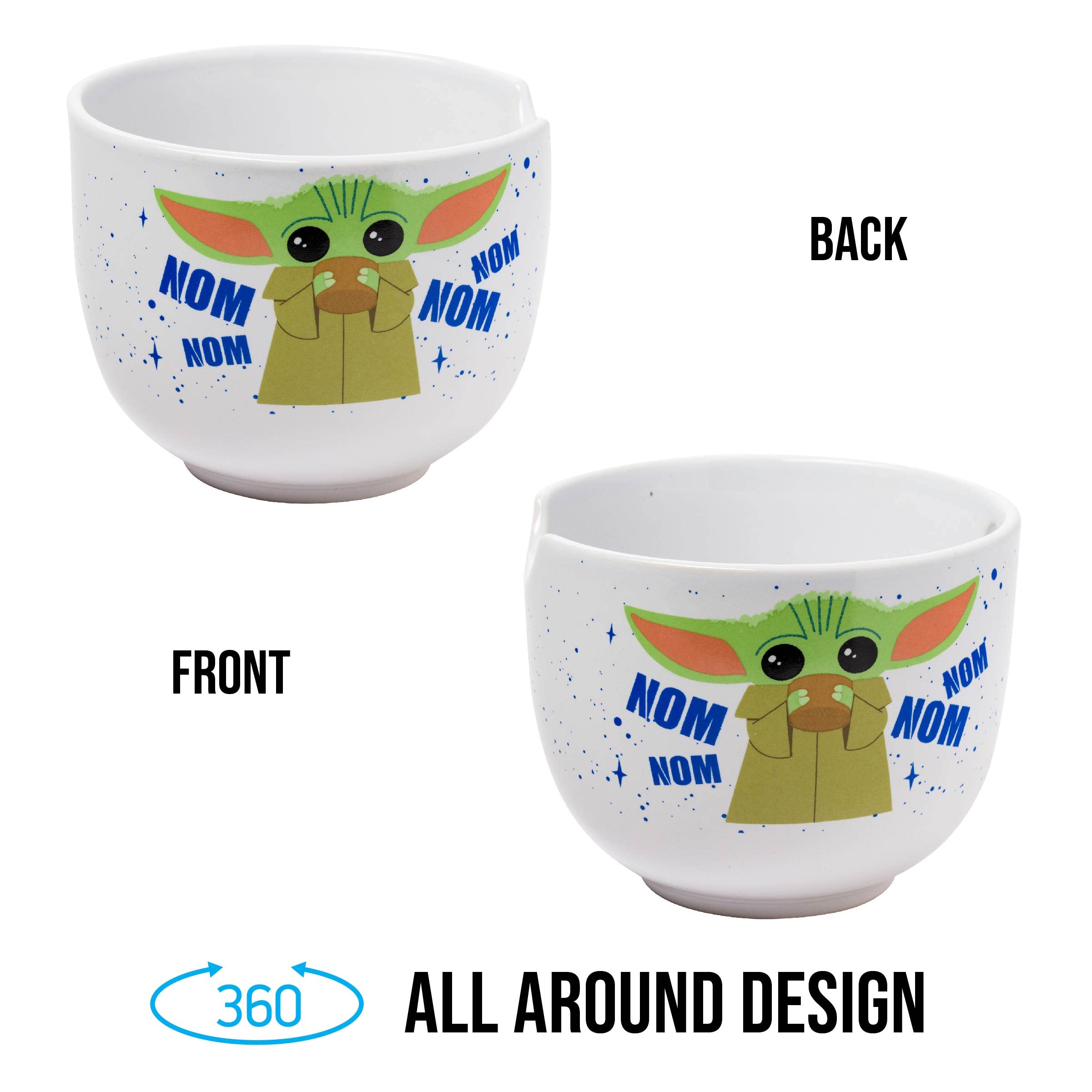 Star Wars Mandalorian Nom Nom Child 20 Ounce Ceramic Ramen Bowl W/ Chopsticks