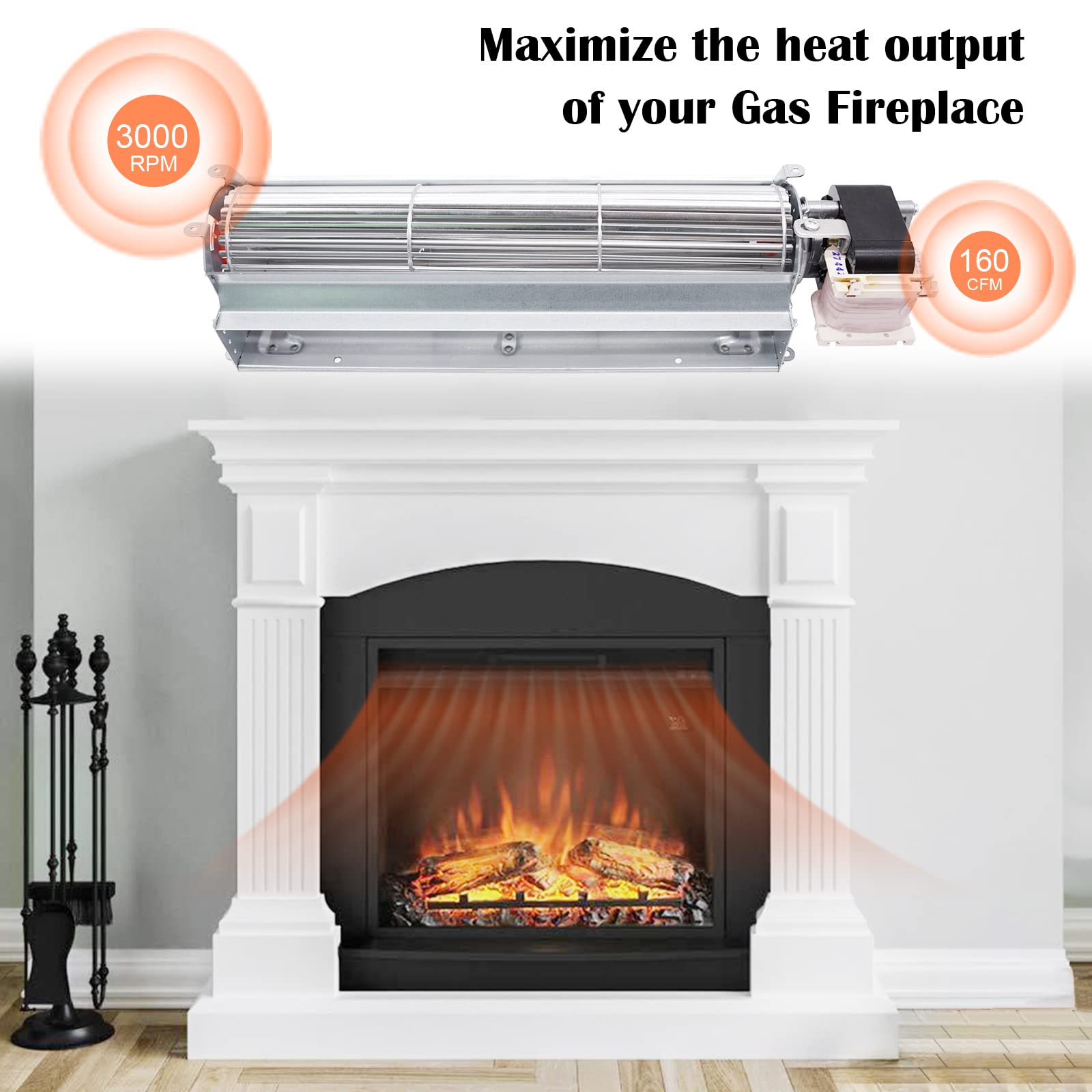 Hiorucet BK BKT GA3650T GA3650TB GA3700T GA3700TA Fireplace Blower Fan Kit for Desa Tech, FMI, Vanguard, Vexar, Comfort Flame, A