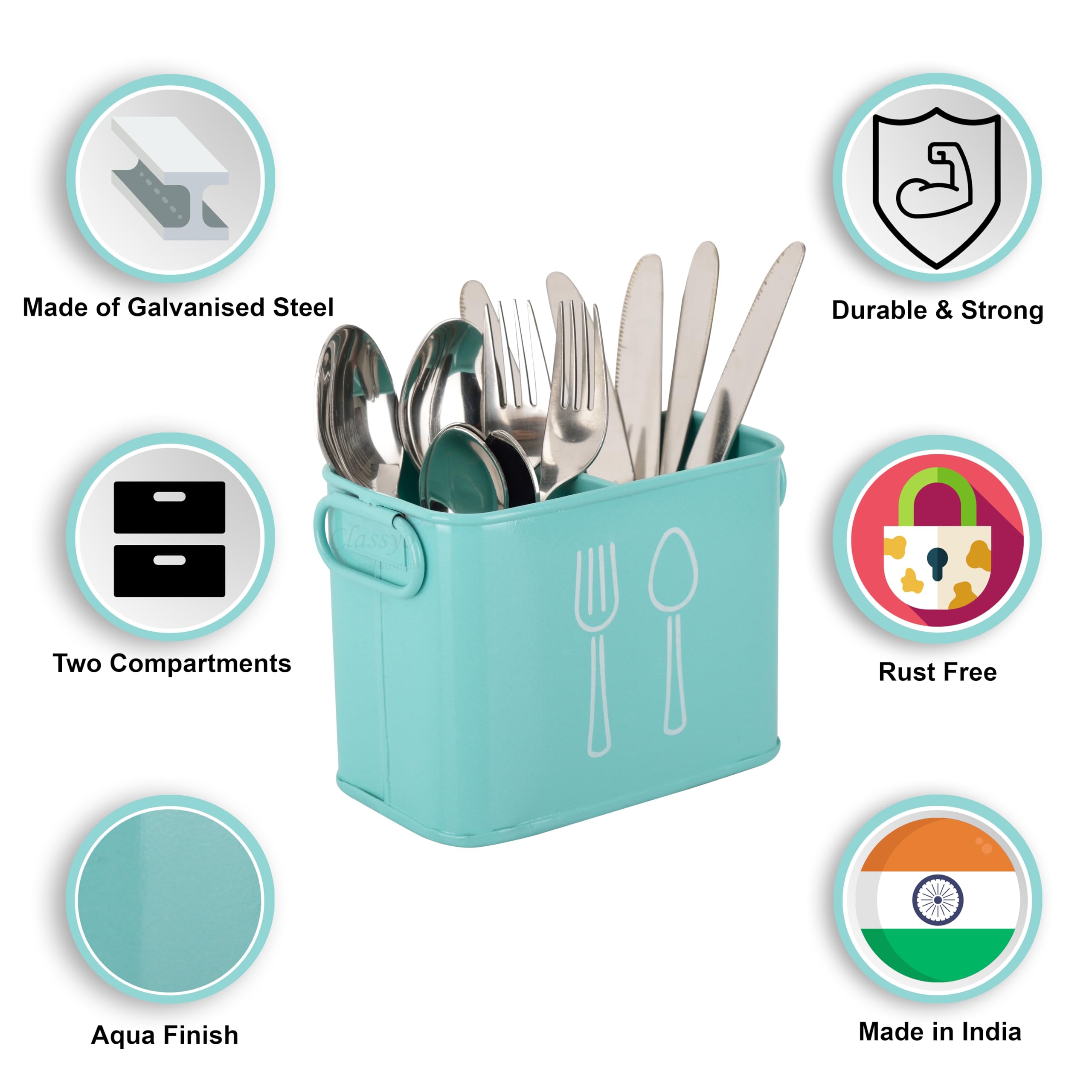 Classyo Cutlery Holder & Spoon Stand For Kitchen & Dining Table- Spoon Holder For Kitchen Shelves-Cutlery Holder For Kitchen, Me