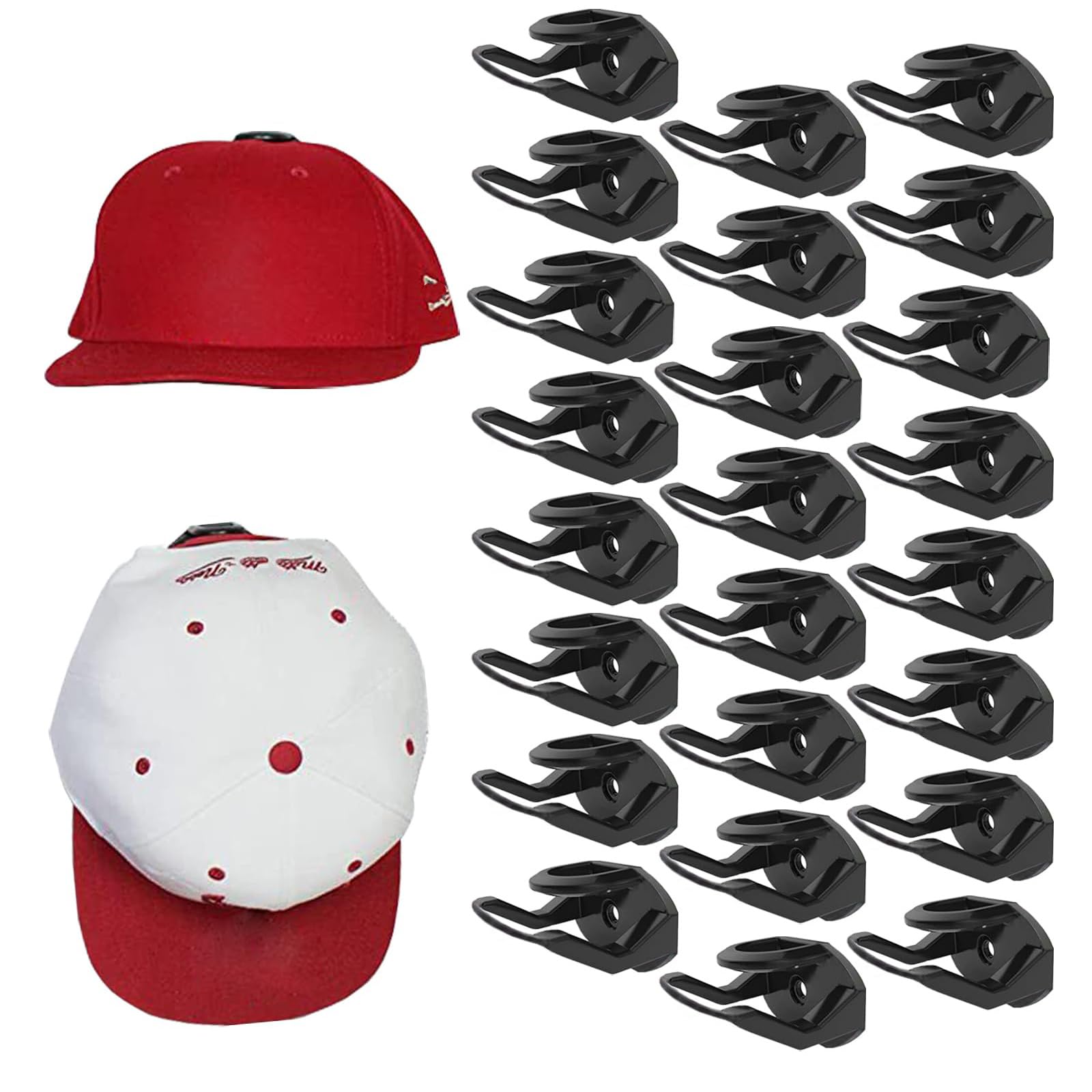 Ruipbote 24 Pack Adhesive Hat Hooks For Wall,Hat Rack For Baseball Caps, Hat Hangers For Wall, No Drilling,Upgraded Adhesive Hat